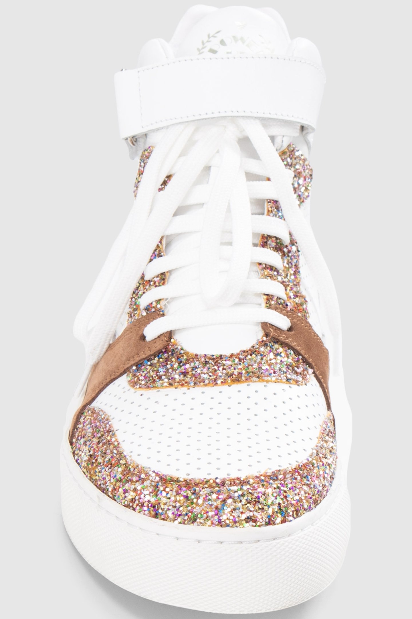 HIGH-TOP BROWN AND WHITE SEQUINED SNEAKERS 4