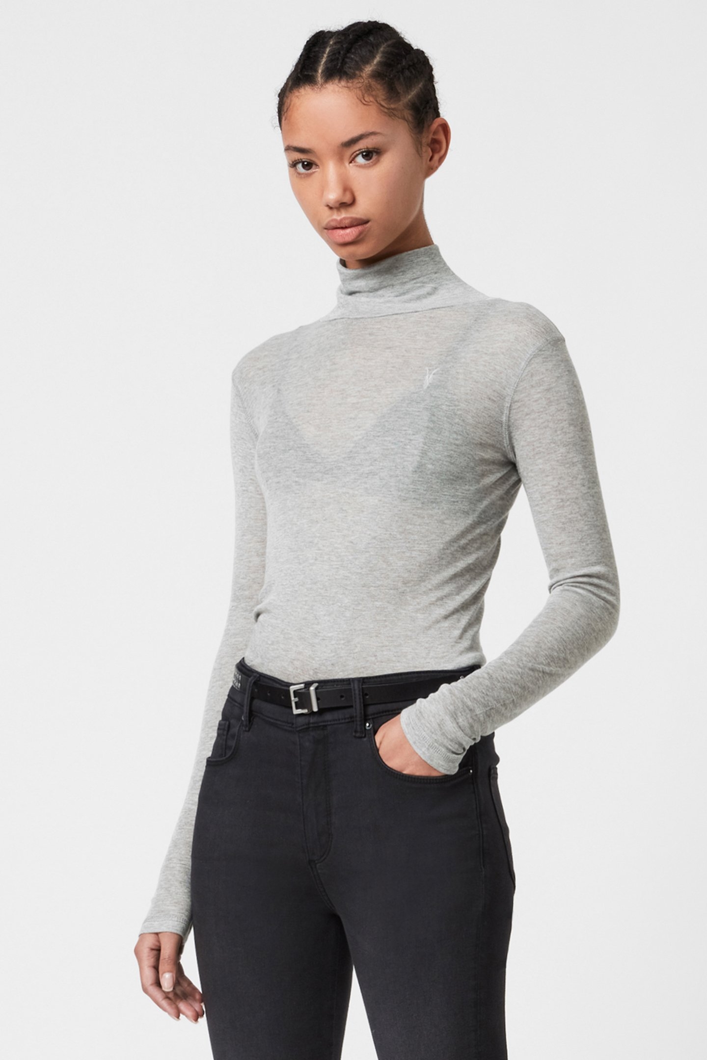 FRANCESCO ROLL NECK GREY MARL 1