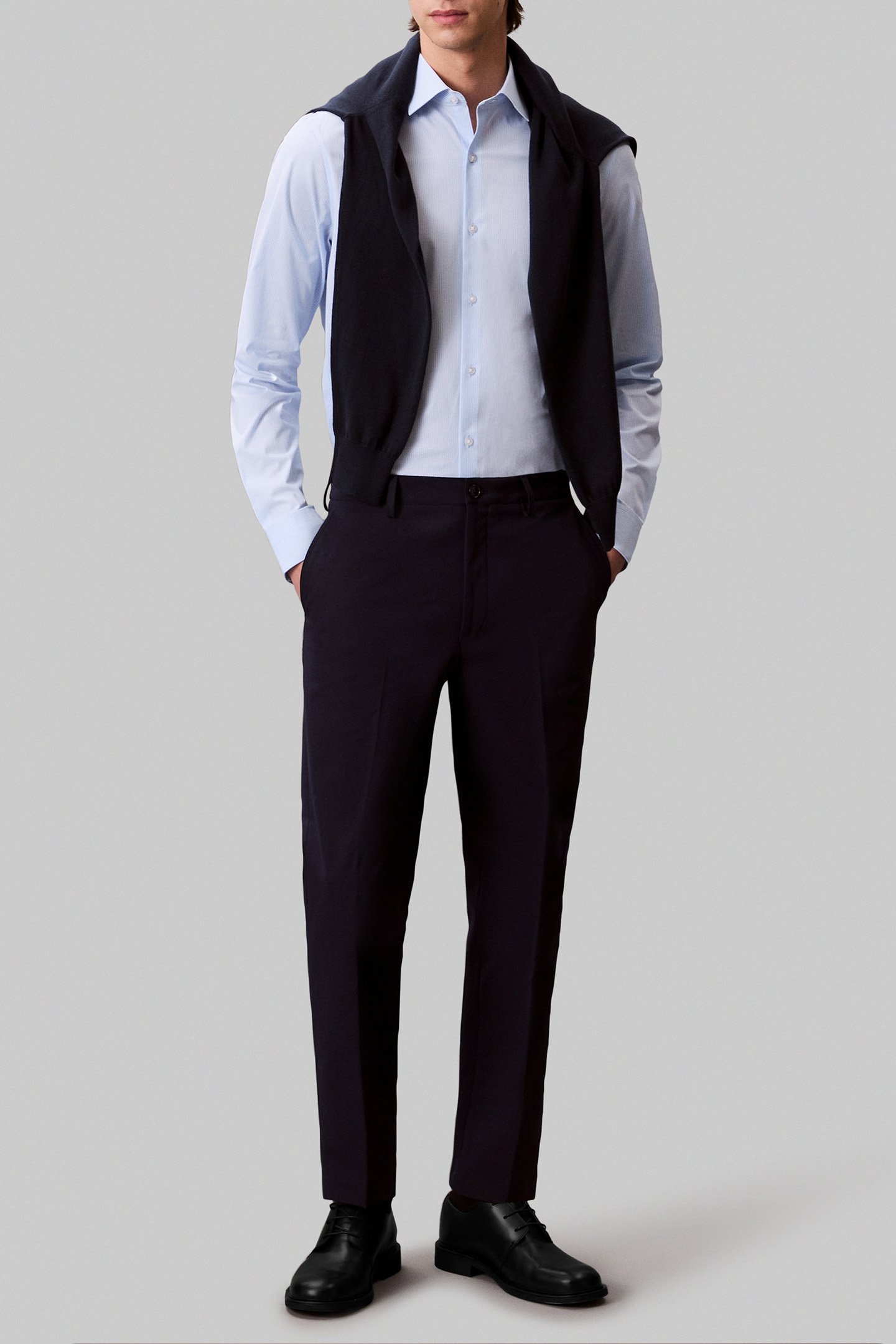 SLIM MID TWILL STR SHIRT BLUE 3