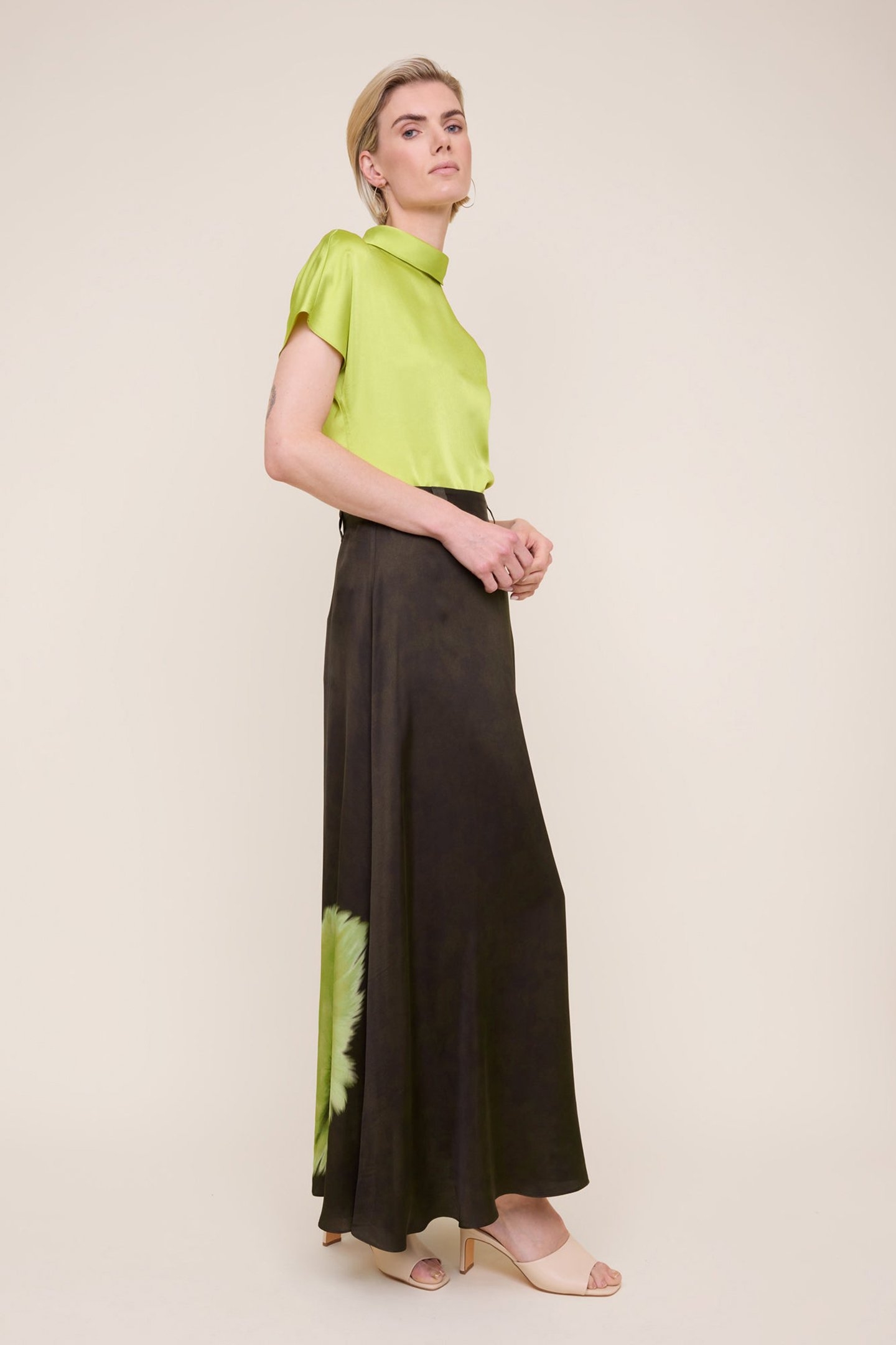 A LINE FEATHER SKIRT FOREST NIGHT/PALM 5