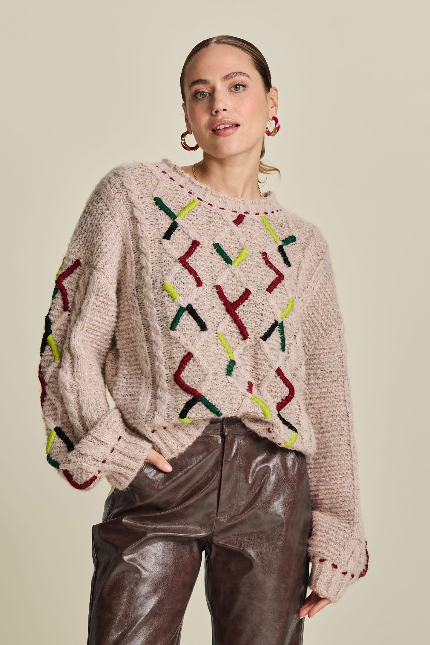 PULLOVER - CABLE PINK 1