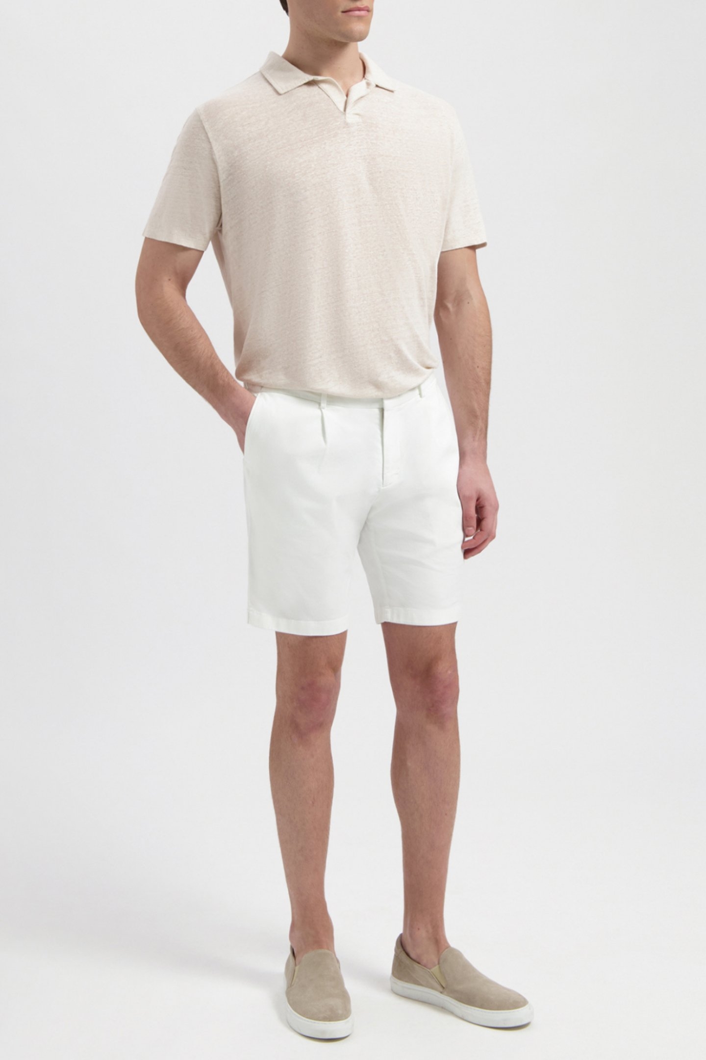 NELSON | LINEN POLO SHIRT WHITE SAND 1