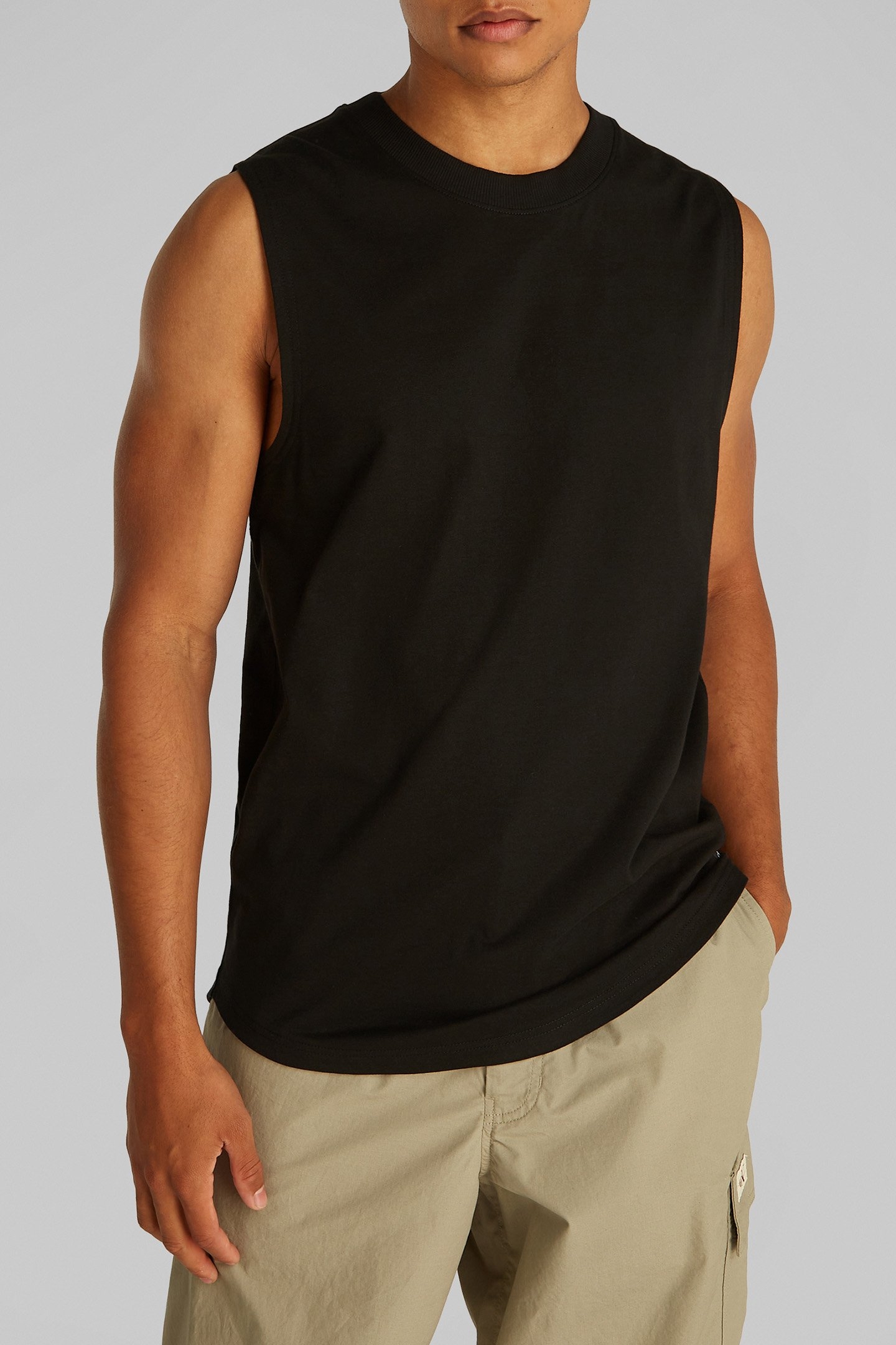 WOVEN LABEL TANK CK BLACK 1