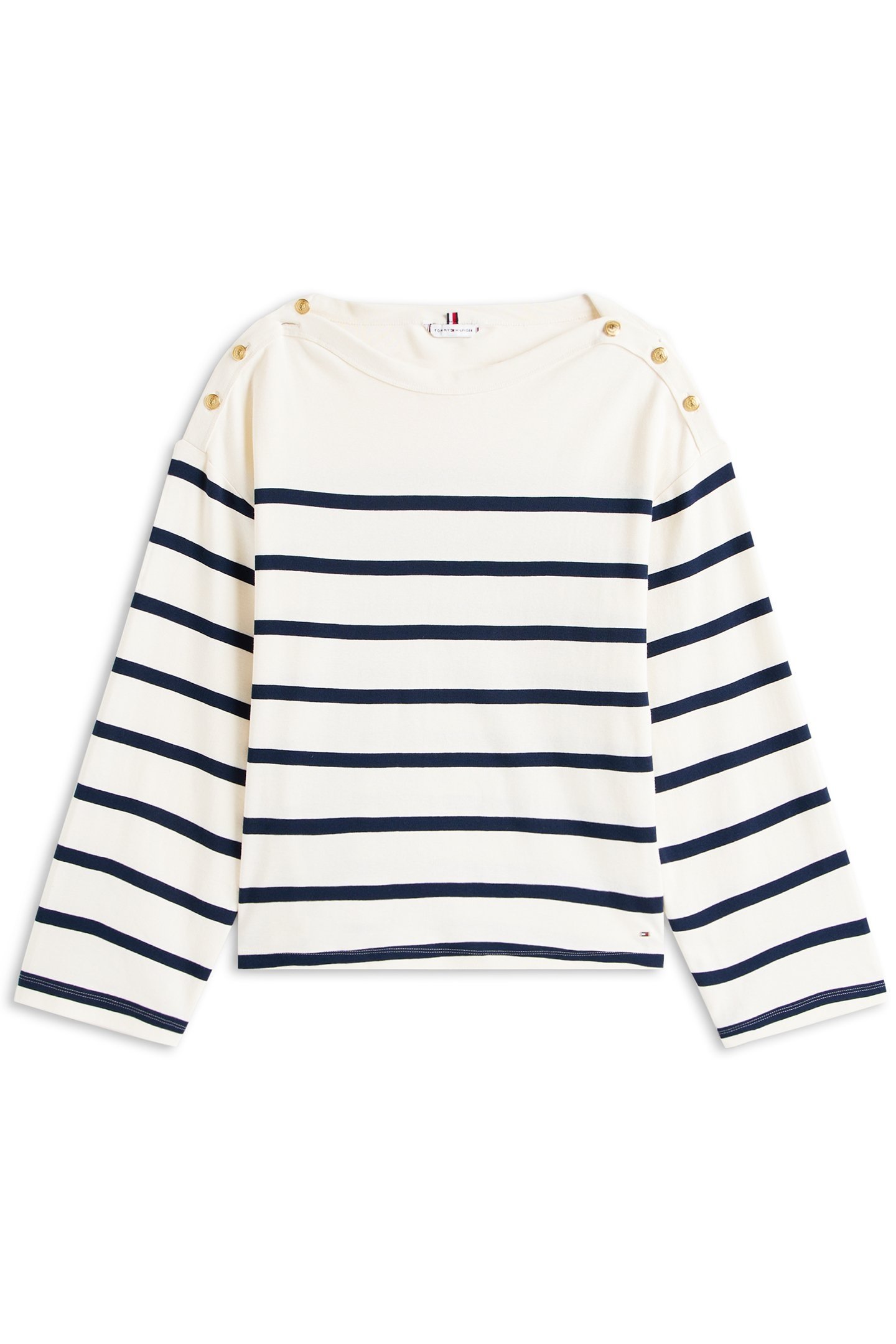 LWK GOLD BUTTON BOAT REGULAR FIT STRIPED TOP, NAVY BLUE 4