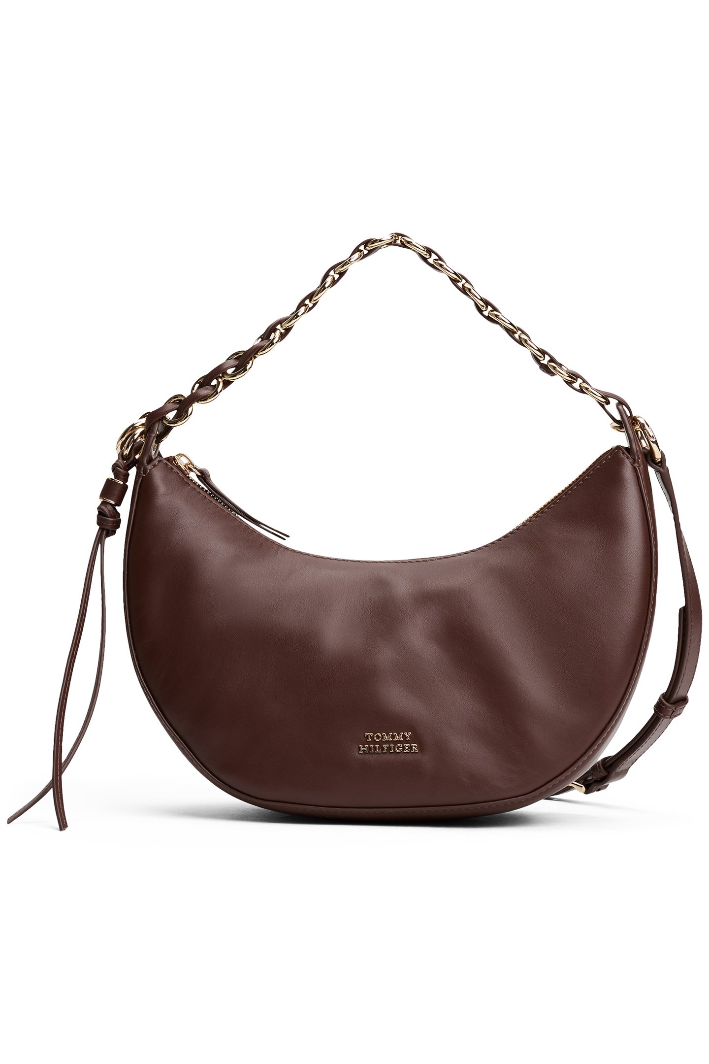 MOON LEATHER CROSSOVER HANDBAG WALNUT BROWN 1