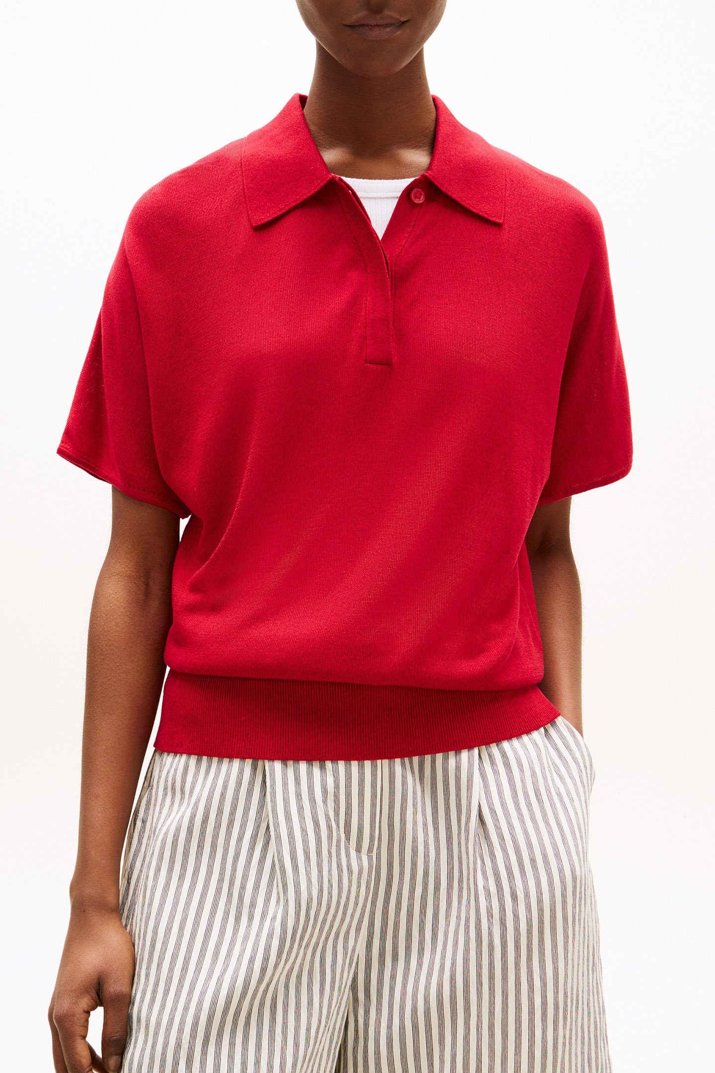 LYOCELL SILK S/S POLO MEDIUM RED 1