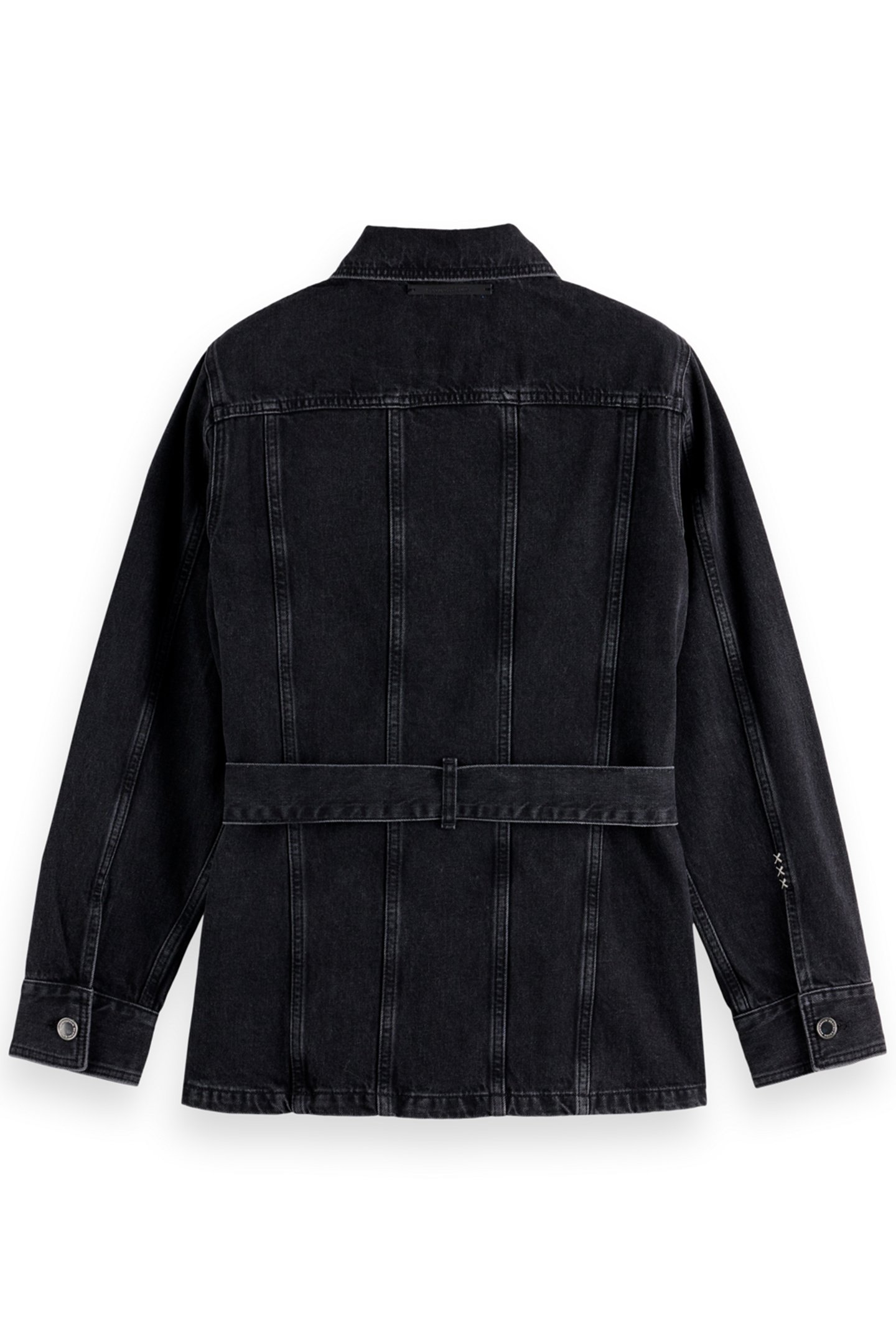 WORKED OUT BLACK CARGO DENIM JACKET WITH BELT CITY BUZZ 2