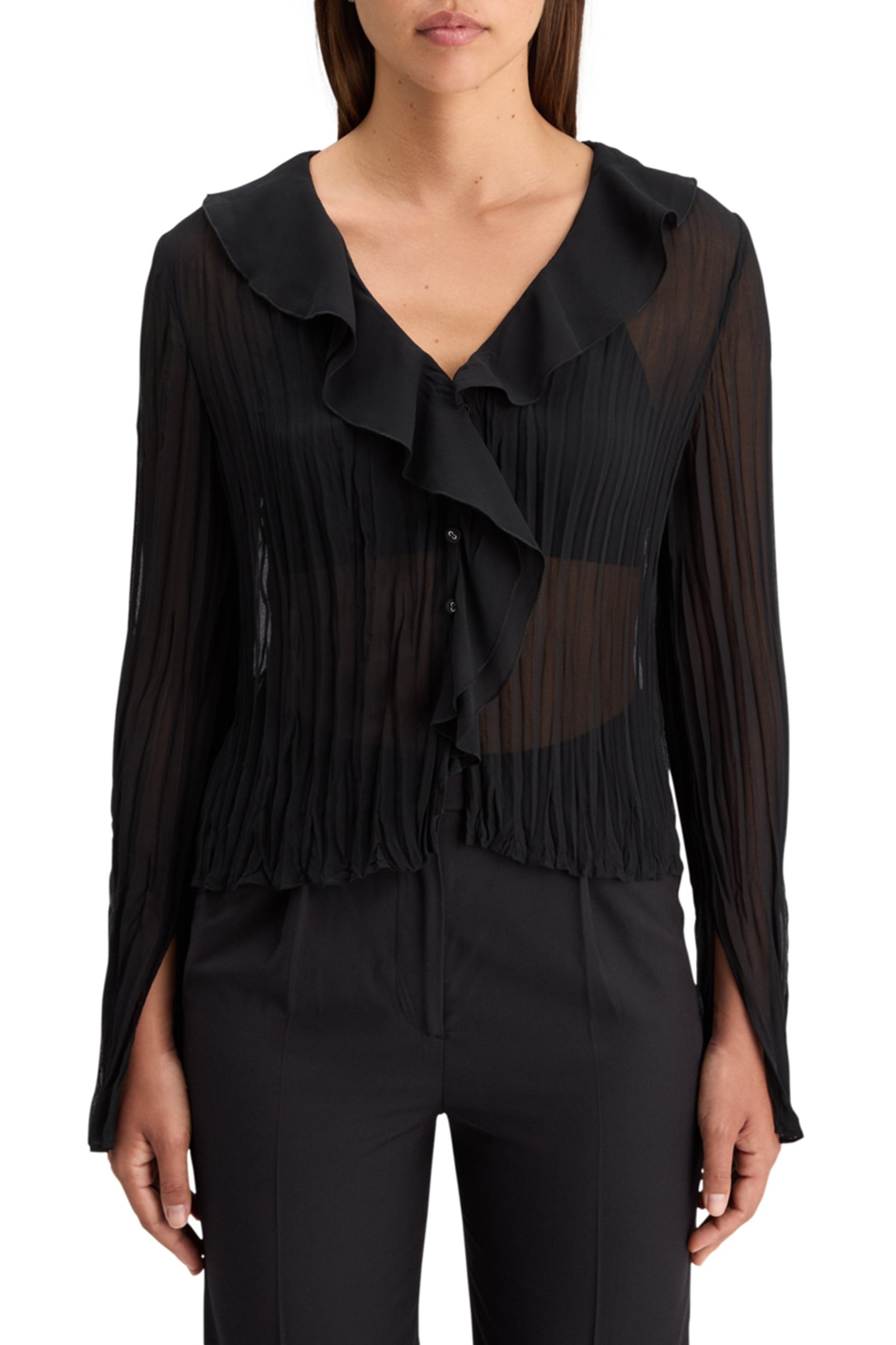 RUFFLED TOP EVENING BLACK 1