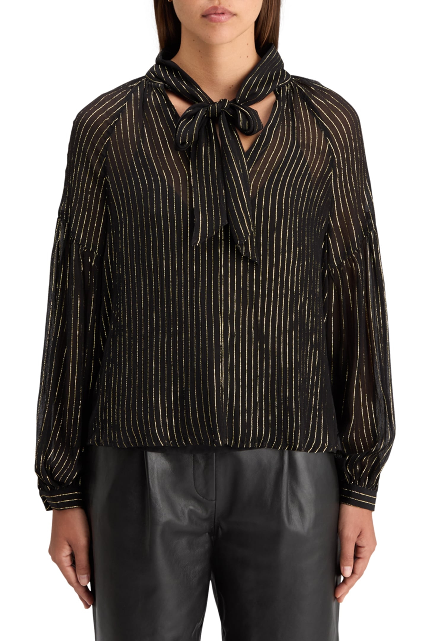 LUREX TOP WITH BOW NECK EVENING BLACK 1