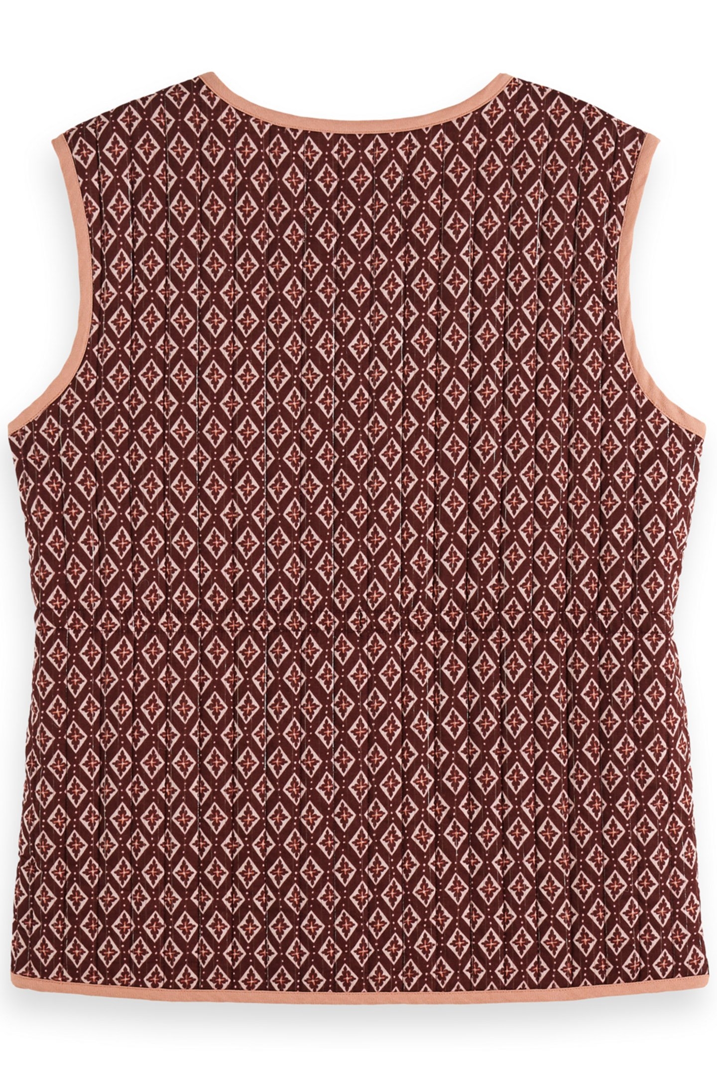 BLOCK PRINT GILET GEO FLOWER BORDEAUX 2