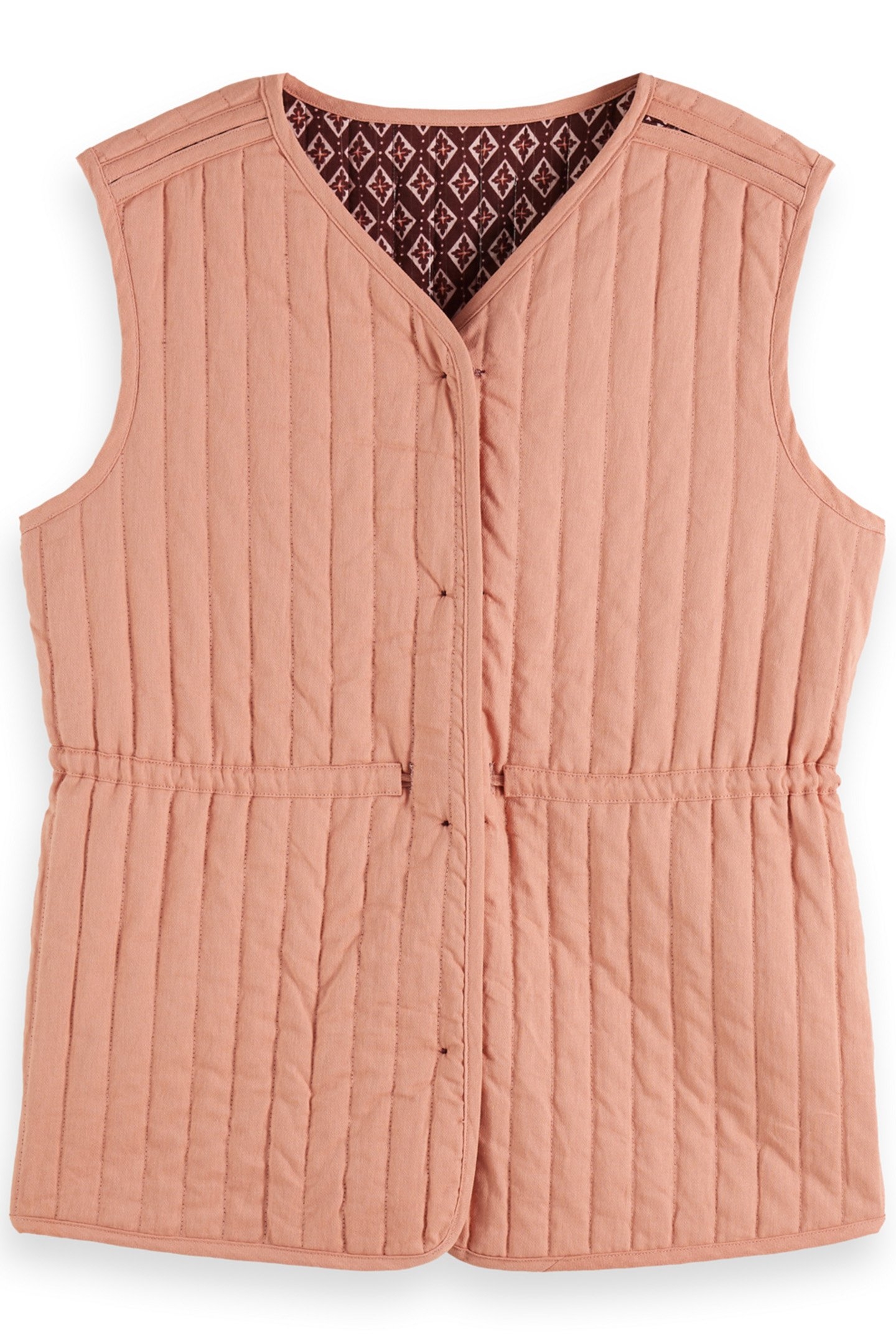 BLOCK PRINT GILET GEO FLOWER BORDEAUX 1