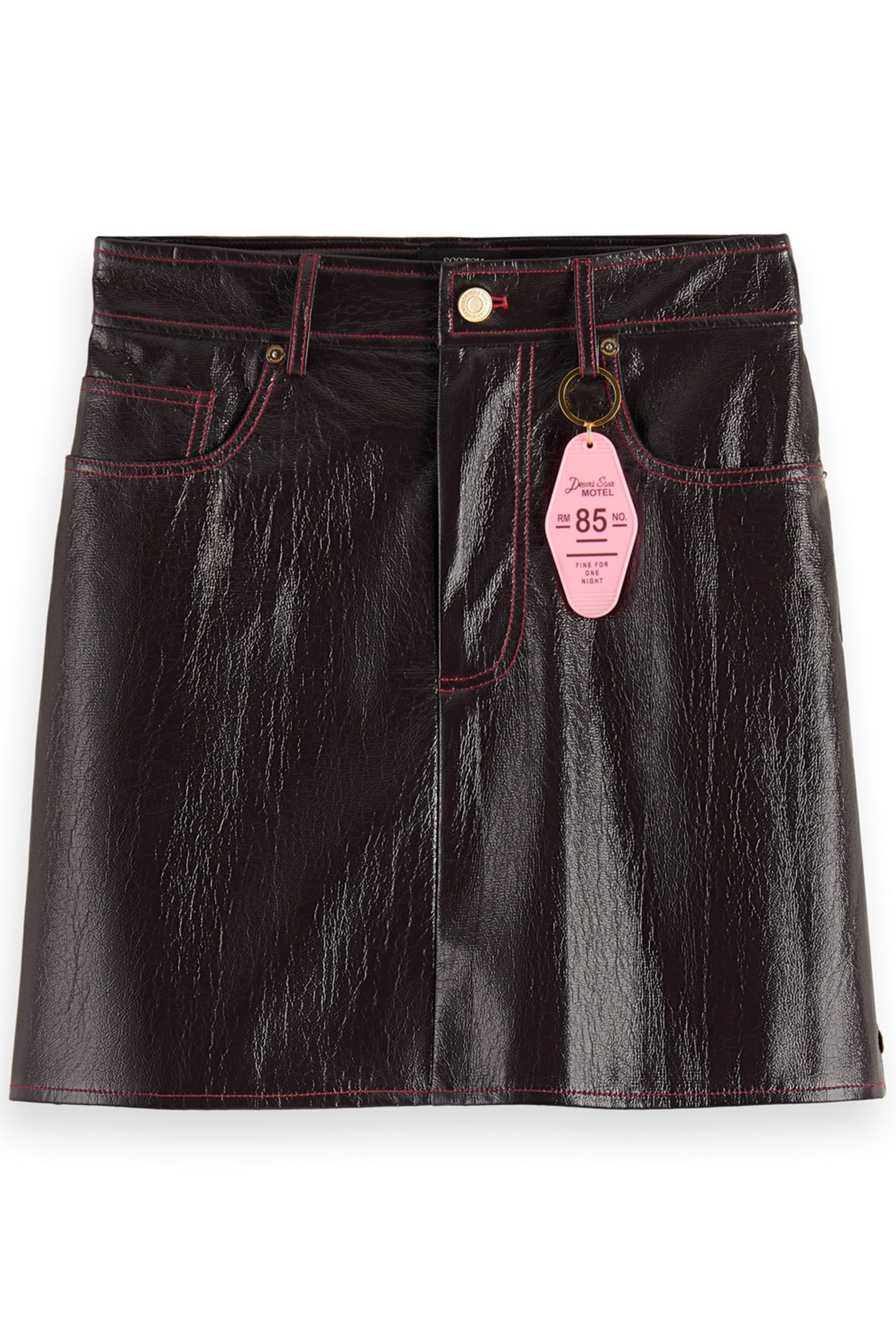 FAUX LEATHER MINI SKIRT WINE 4