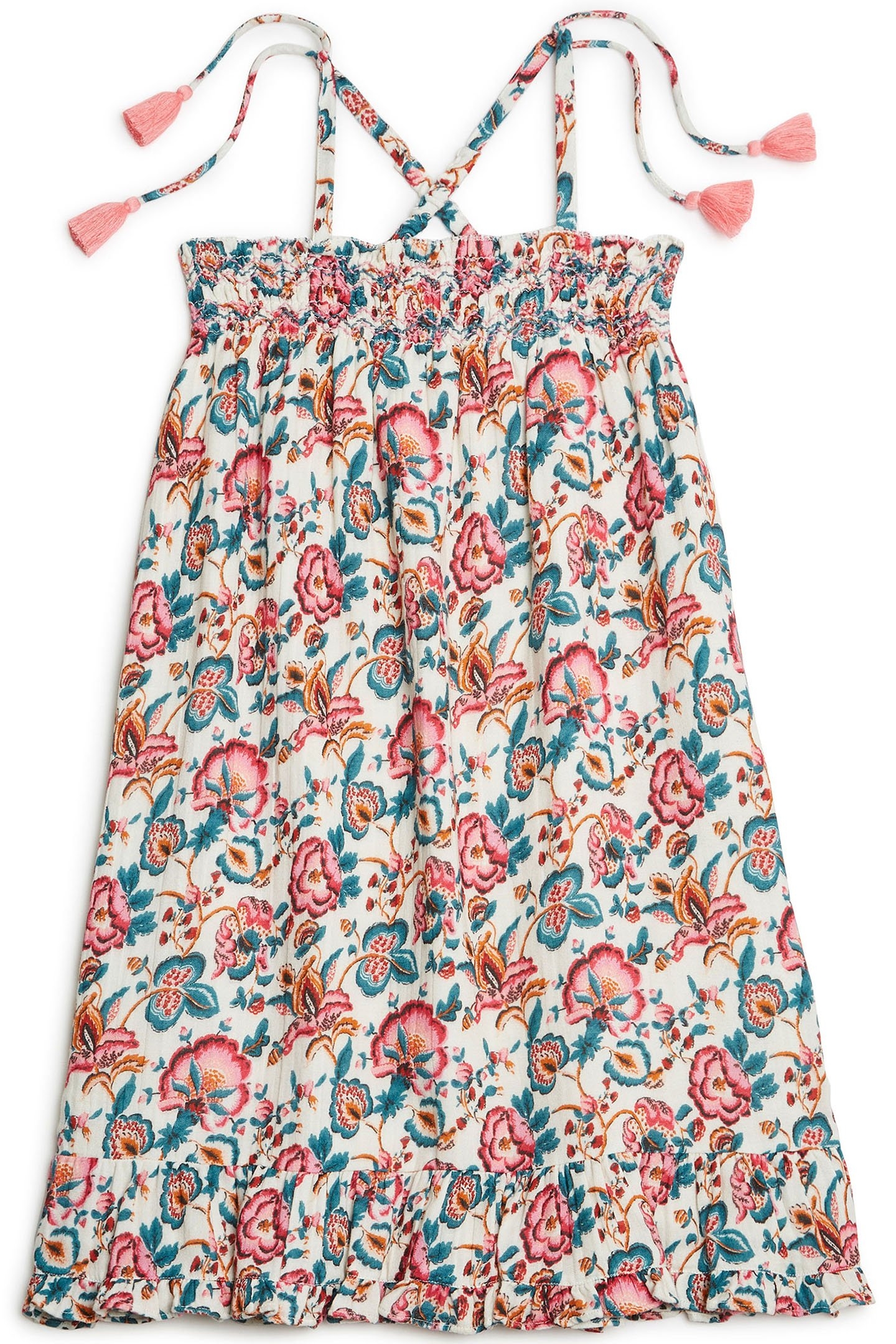 DRESS MARCELINE CREAM INDIAN FLOWERS 1