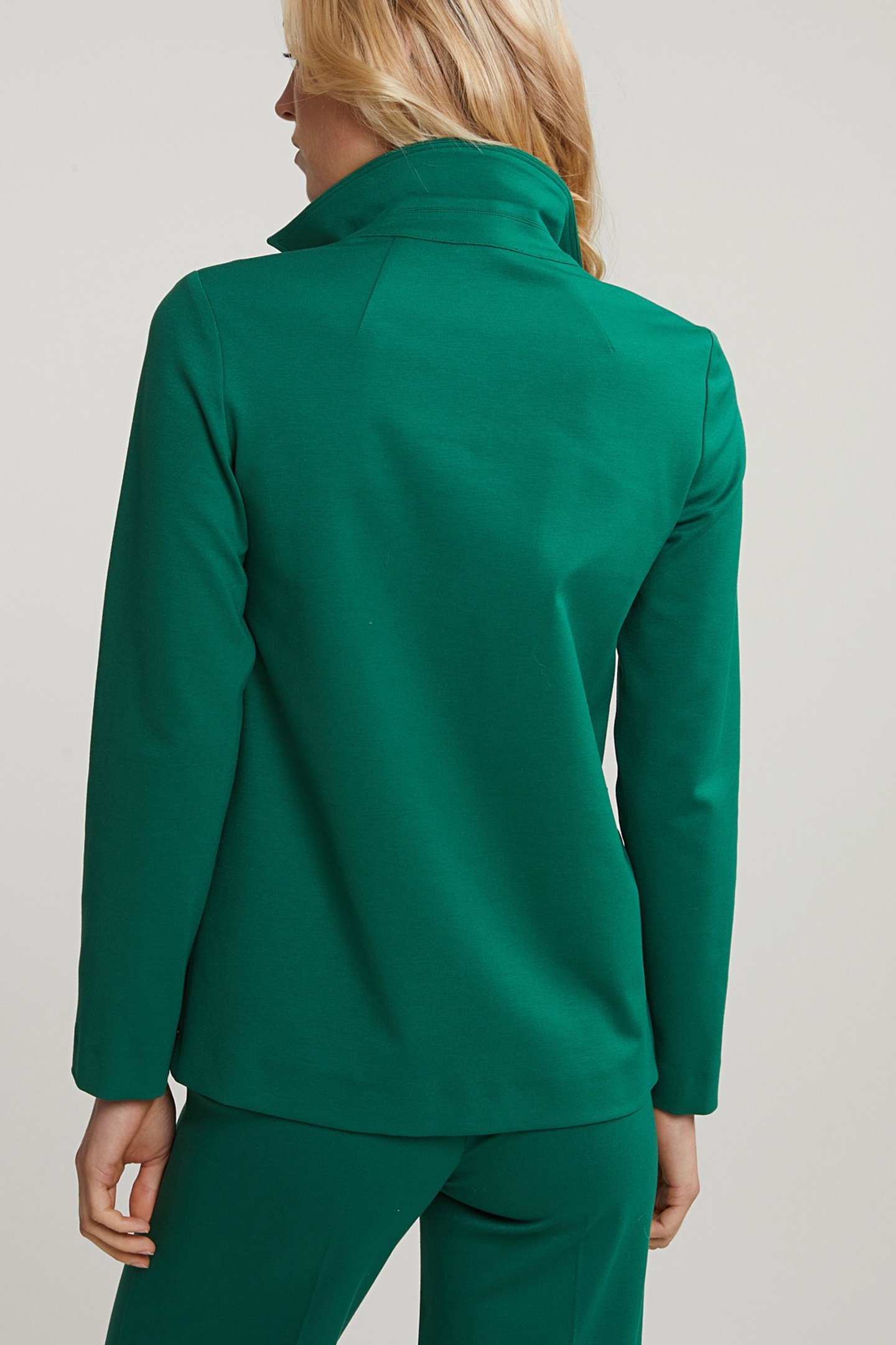 GREEN V-NECK BLOUSE APPLIED POCKETS 2