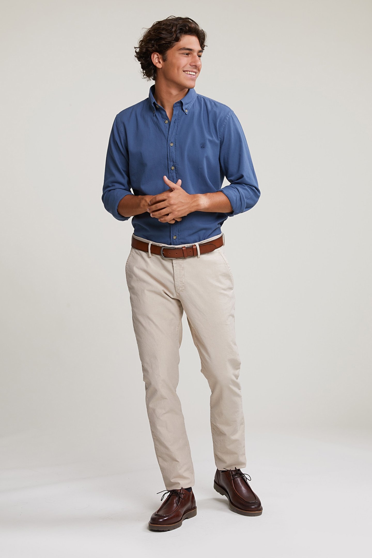 CUSTOM FIT COTTON SHIRT ENGINE BLUE 3