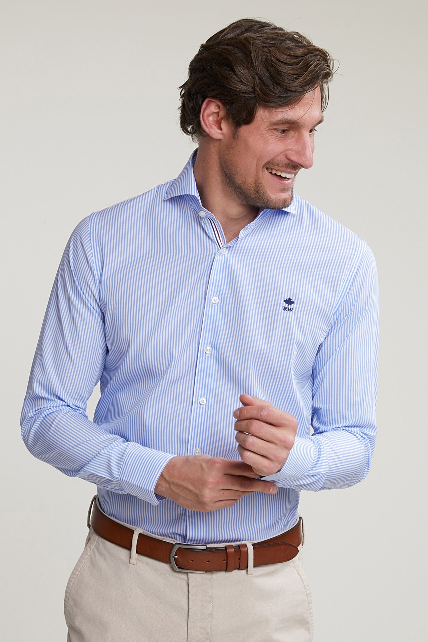 CUSTOM FIT STRIPED SHIRT BLUE/WHITE 1