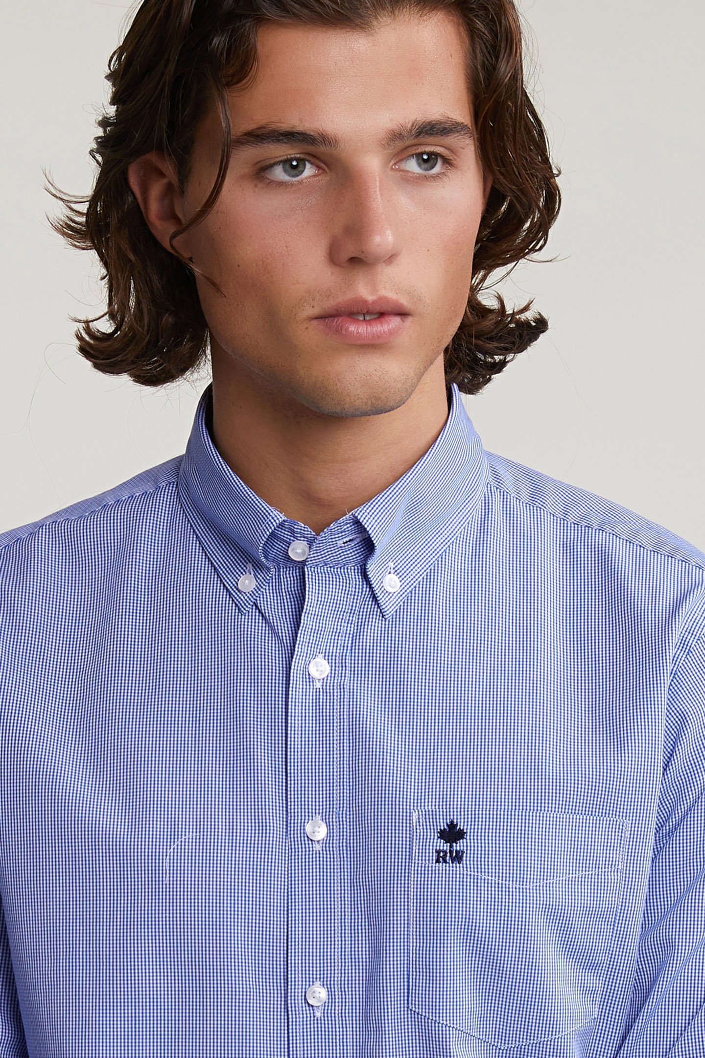 CUSTOM FIT CHECKED SHIRT WITH POCKET BLUE/WHITE 3