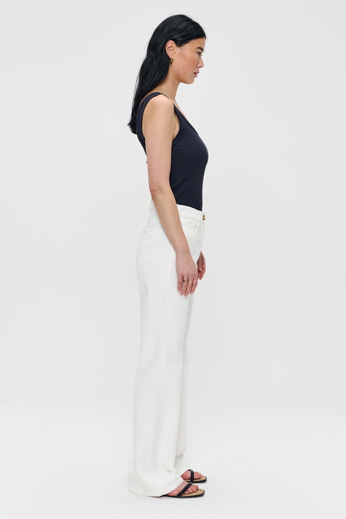 FLARED TWILL PANTS OFF WHITE 5