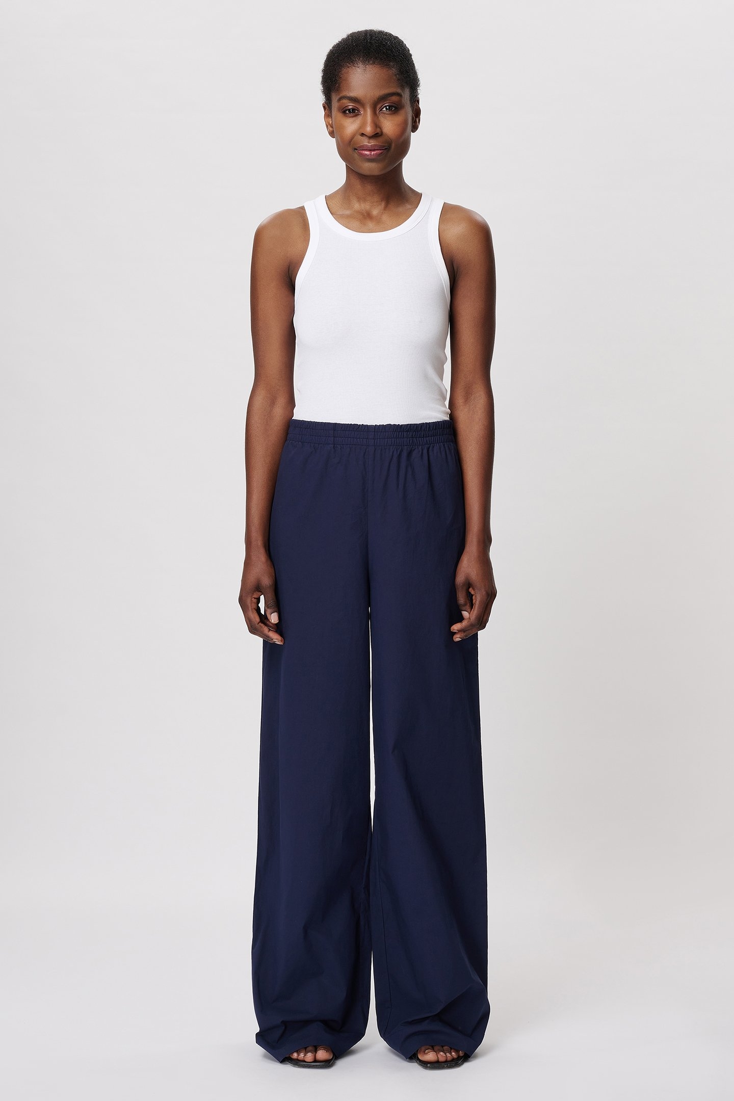 COTTON WIDE LEG PANTS MIDNIGHT BLUE 1