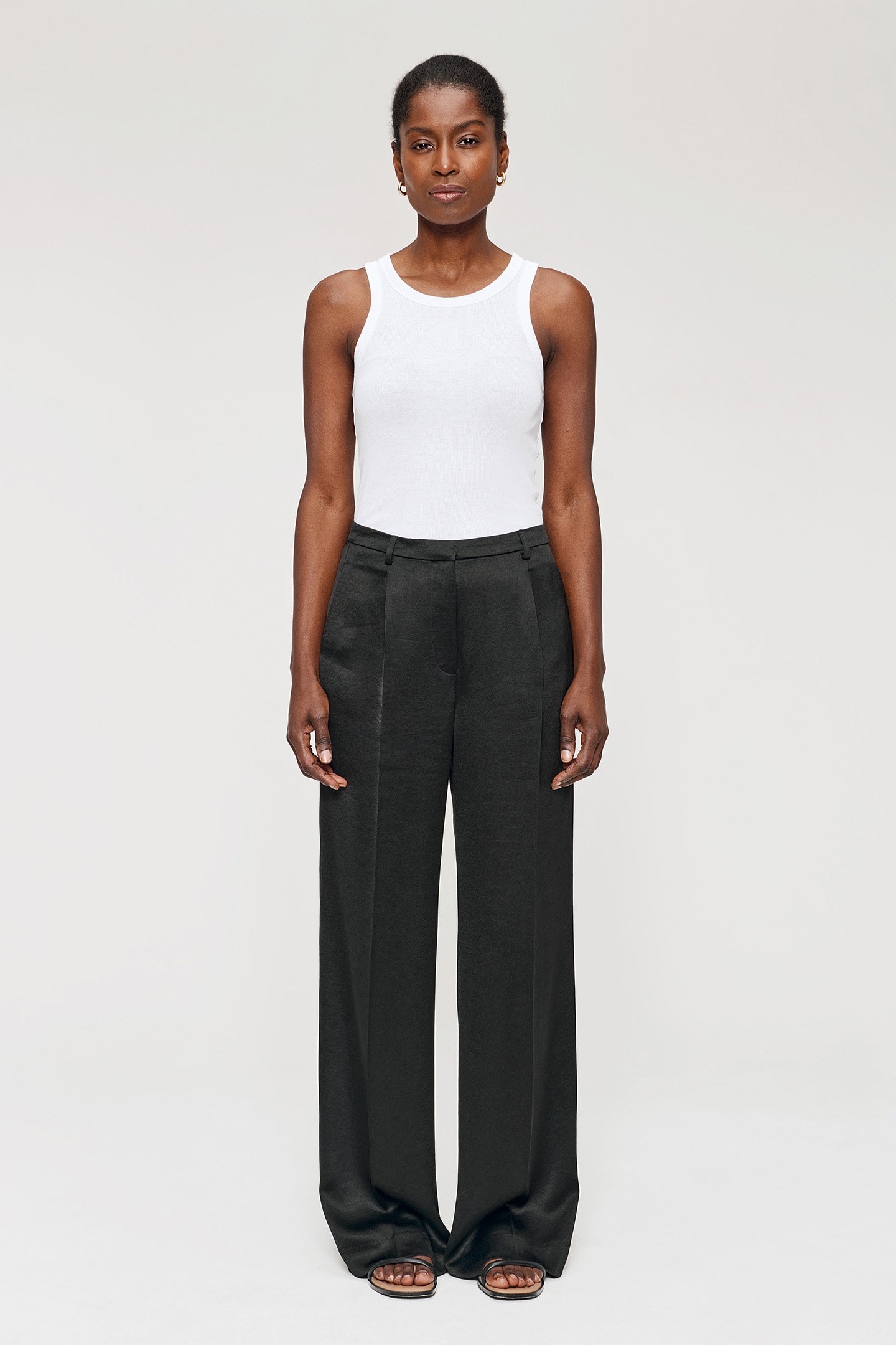 SATIN WIDE LEG PANTS BLACK 1