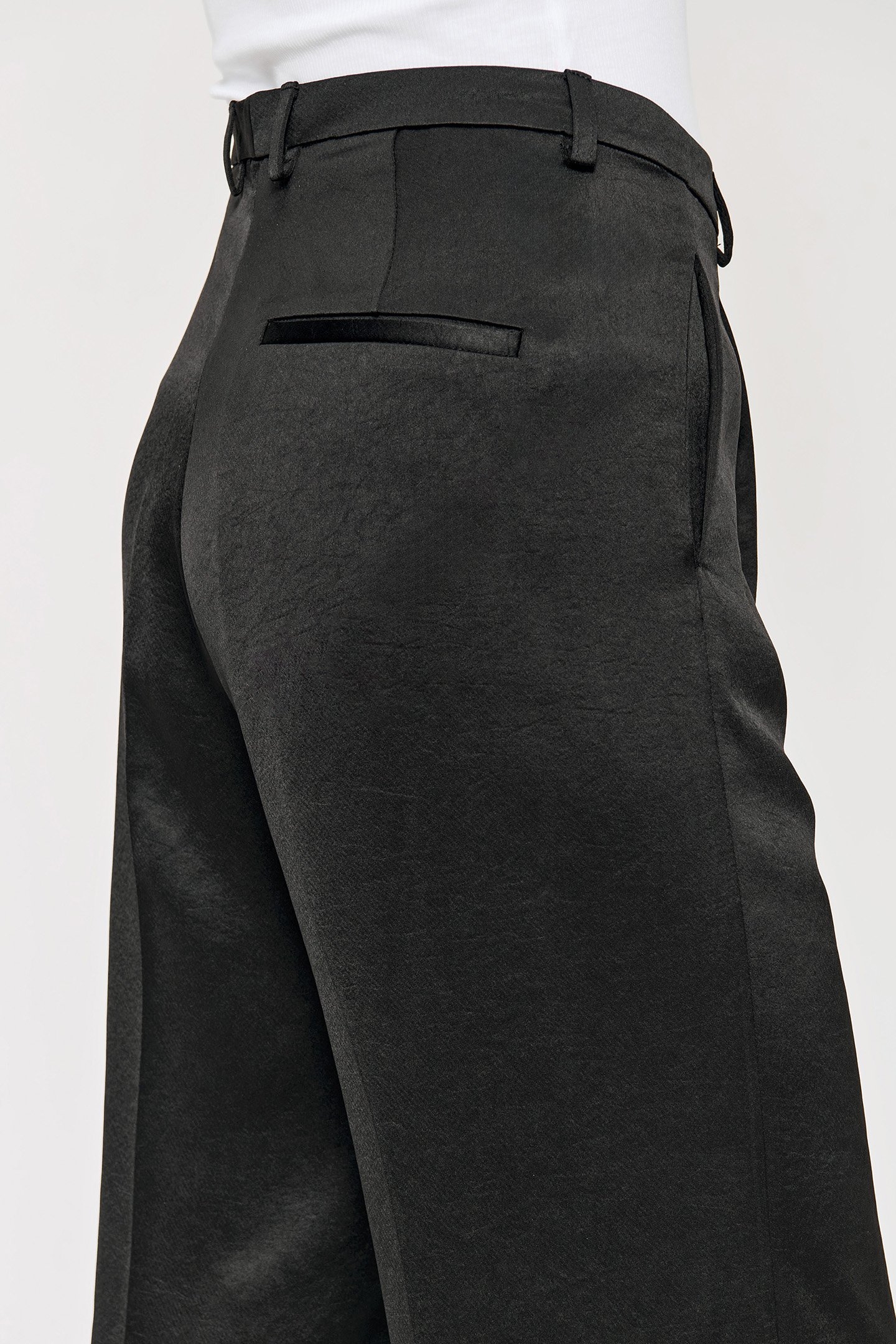 SATIN WIDE LEG PANTS BLACK 5