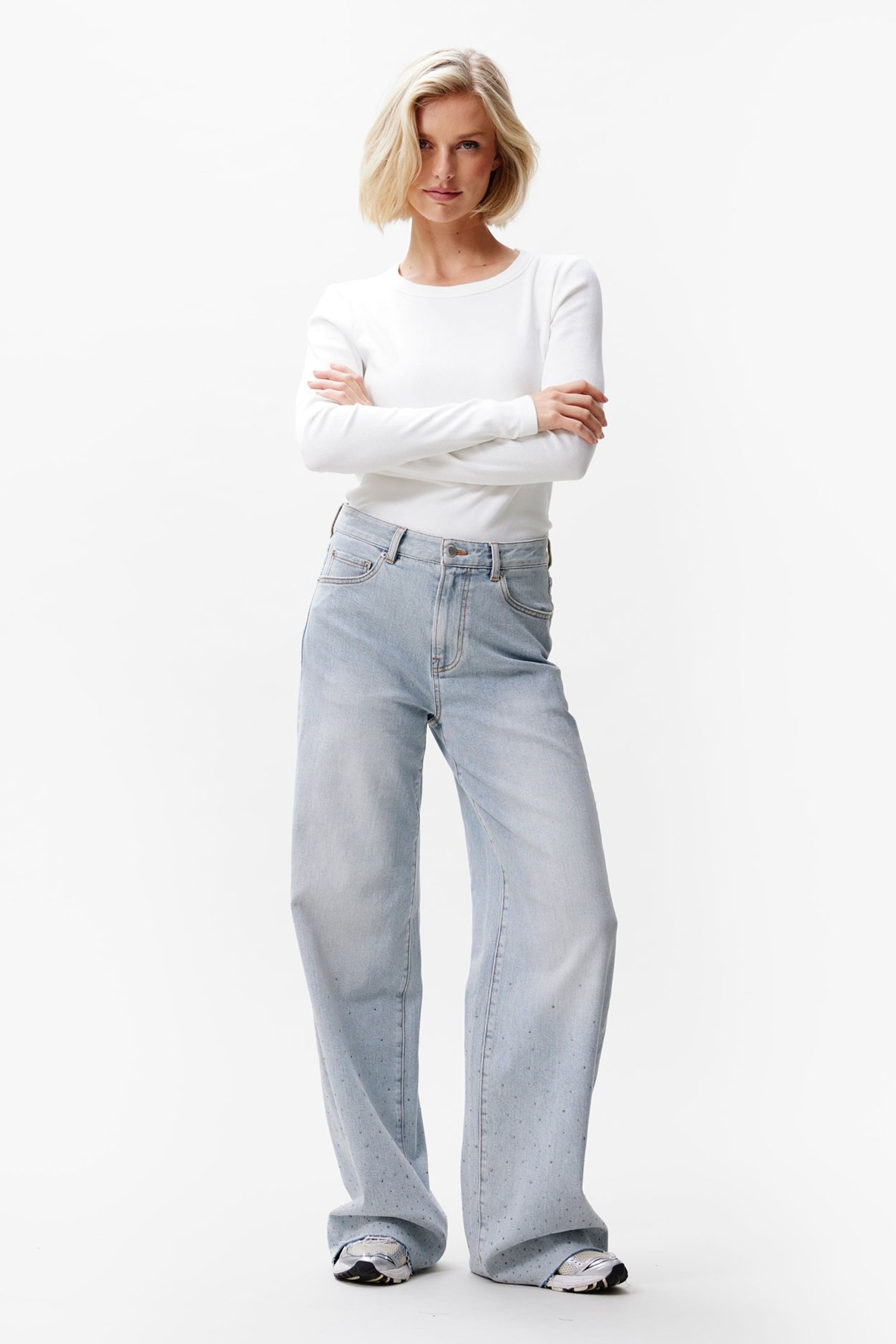 LOOSE FIT JEANS WITH METALLIC STRASS BLUE 2