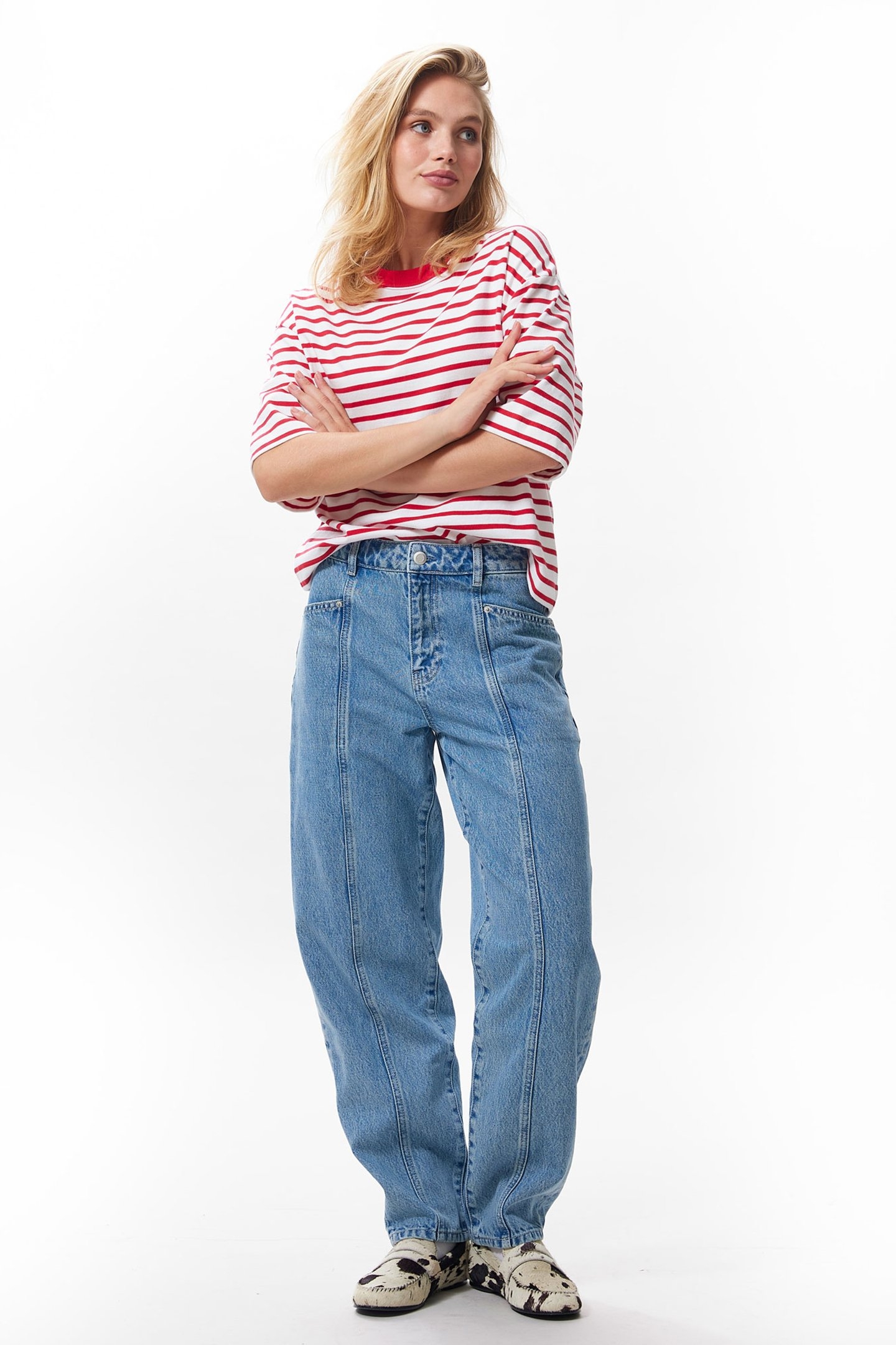 BARREL FIT JEANS WITH TOPSTITCH COUNTRY BLUE 1