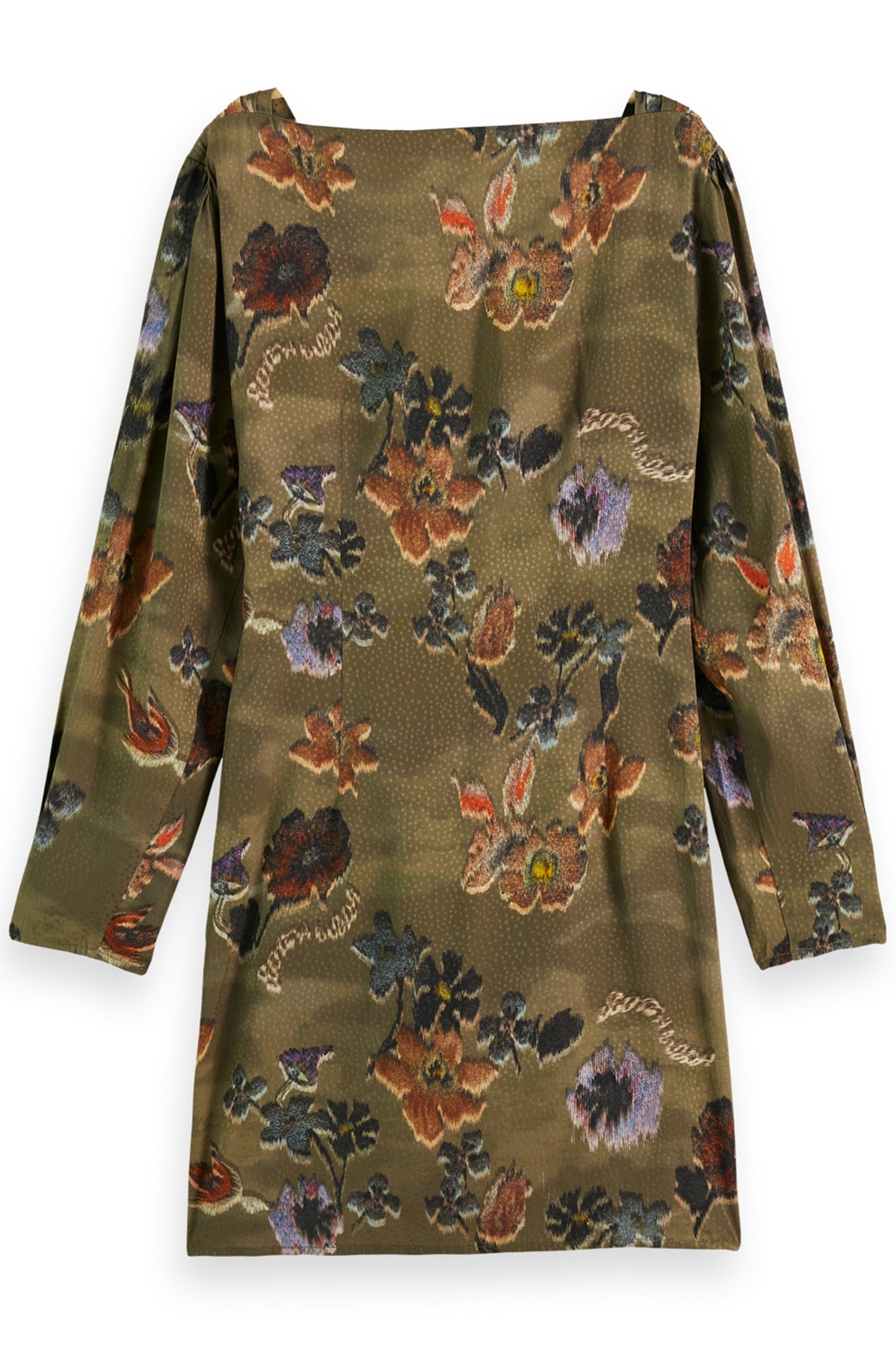 MINI VISCOSE JACQUARD WRAP DRESS POETRY TAPESTRY MILITARY 4