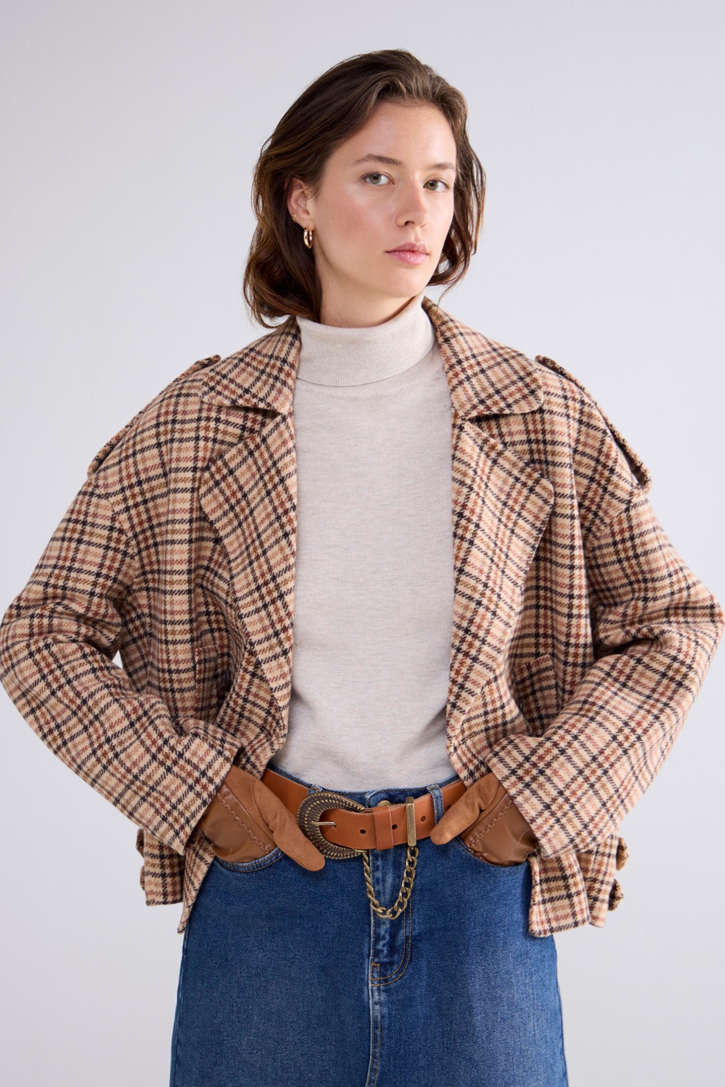 BELT WITH BUCKLE AND CHAIN CARAMEL COFFEE 2