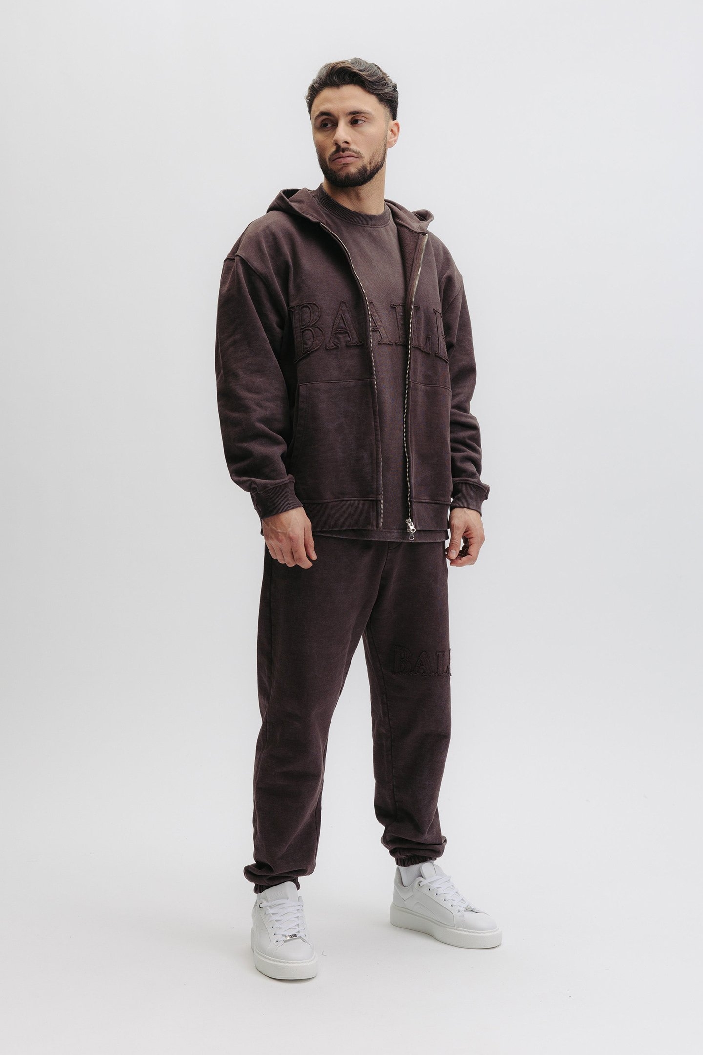 URBAN WASHED ZIP HOODIE DEEP BROWN 6