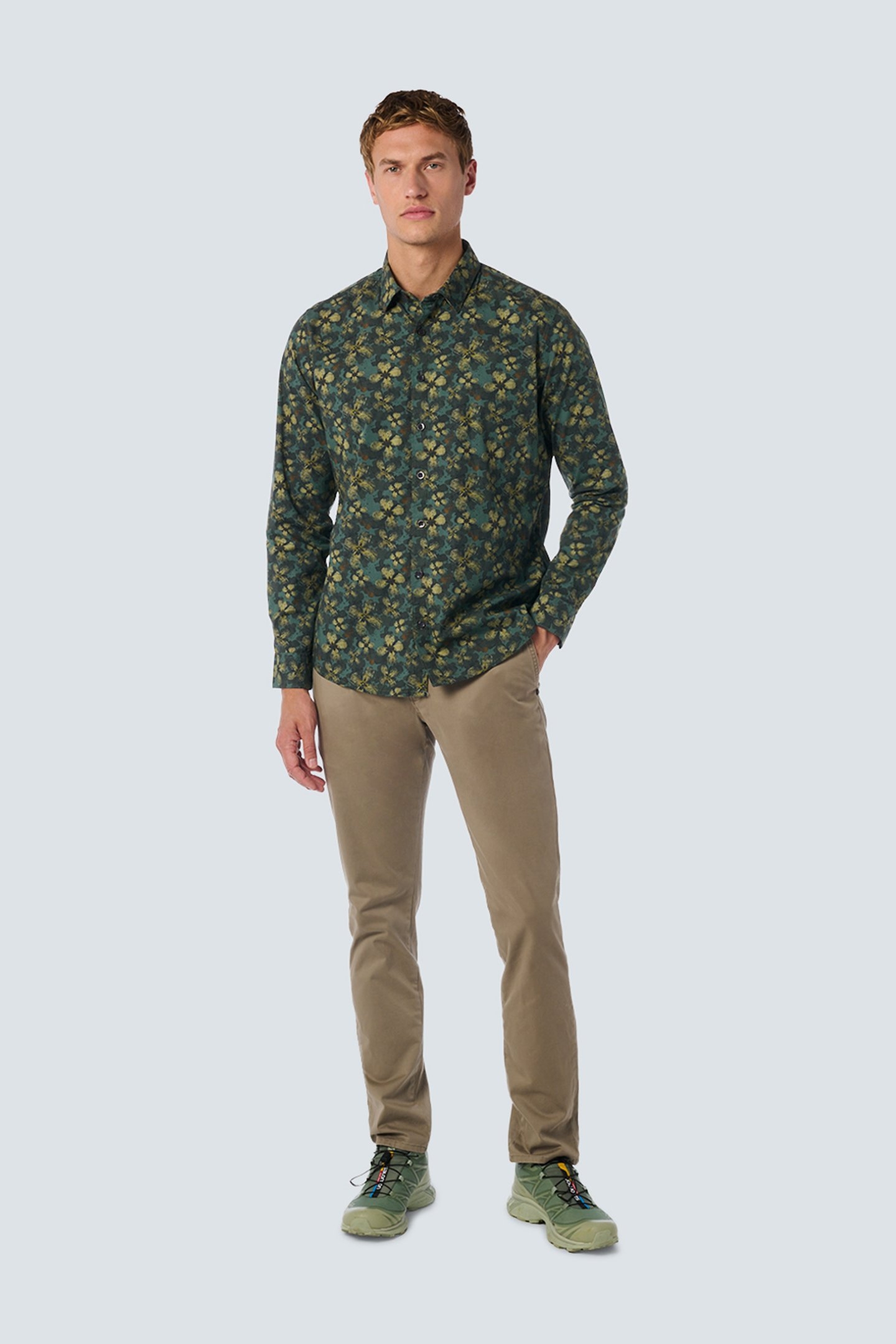 SHIRT STRETCH ALLOVER PRINTED DARK GREEN 3