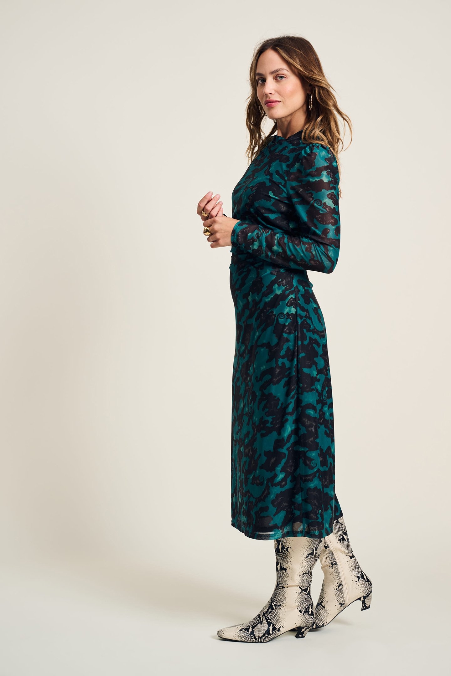 DRESS - CAMO TEAL GREEN MESH 4