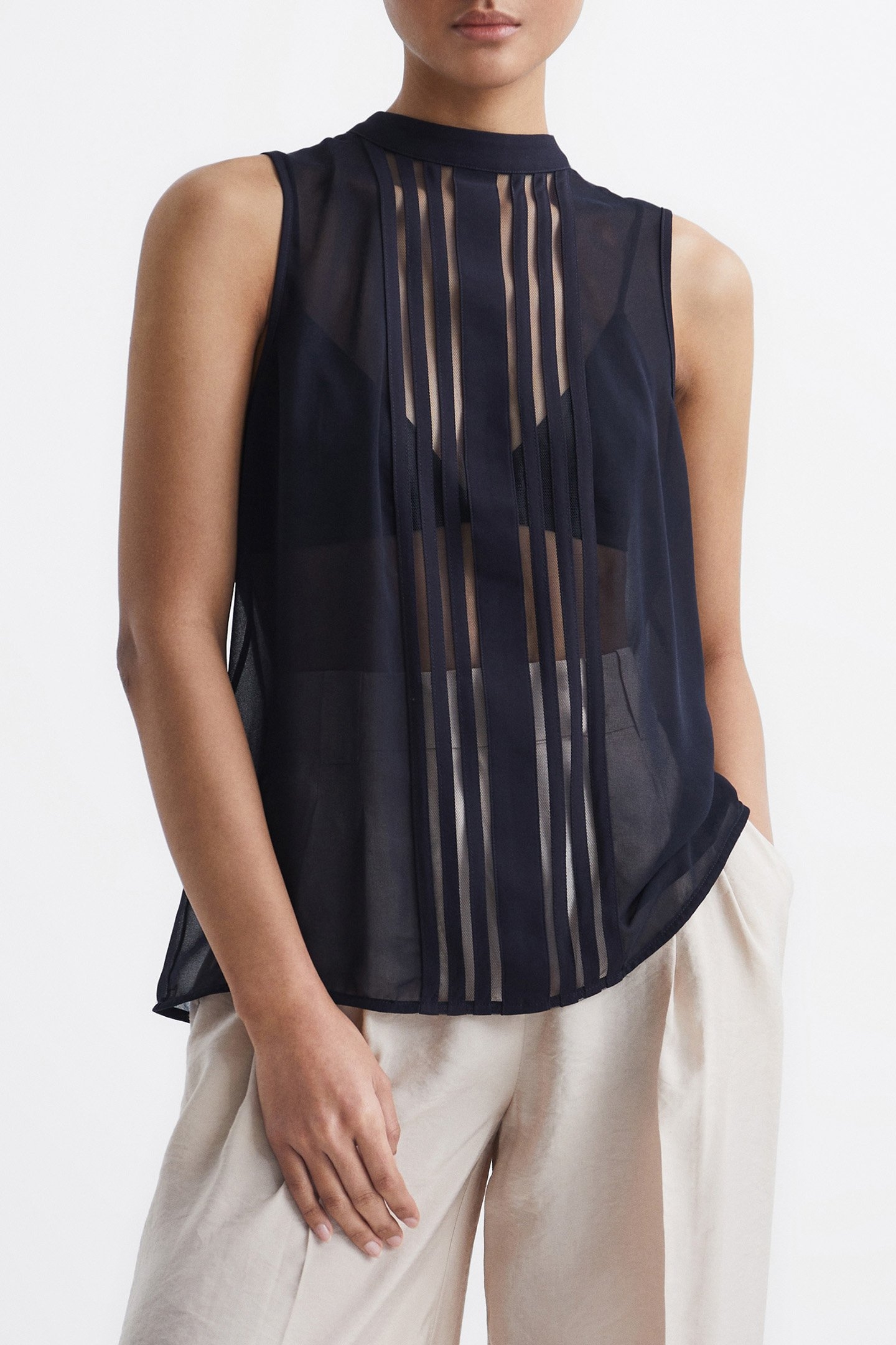 EMERY-SHEER STRIPE PANEL NAVY 1