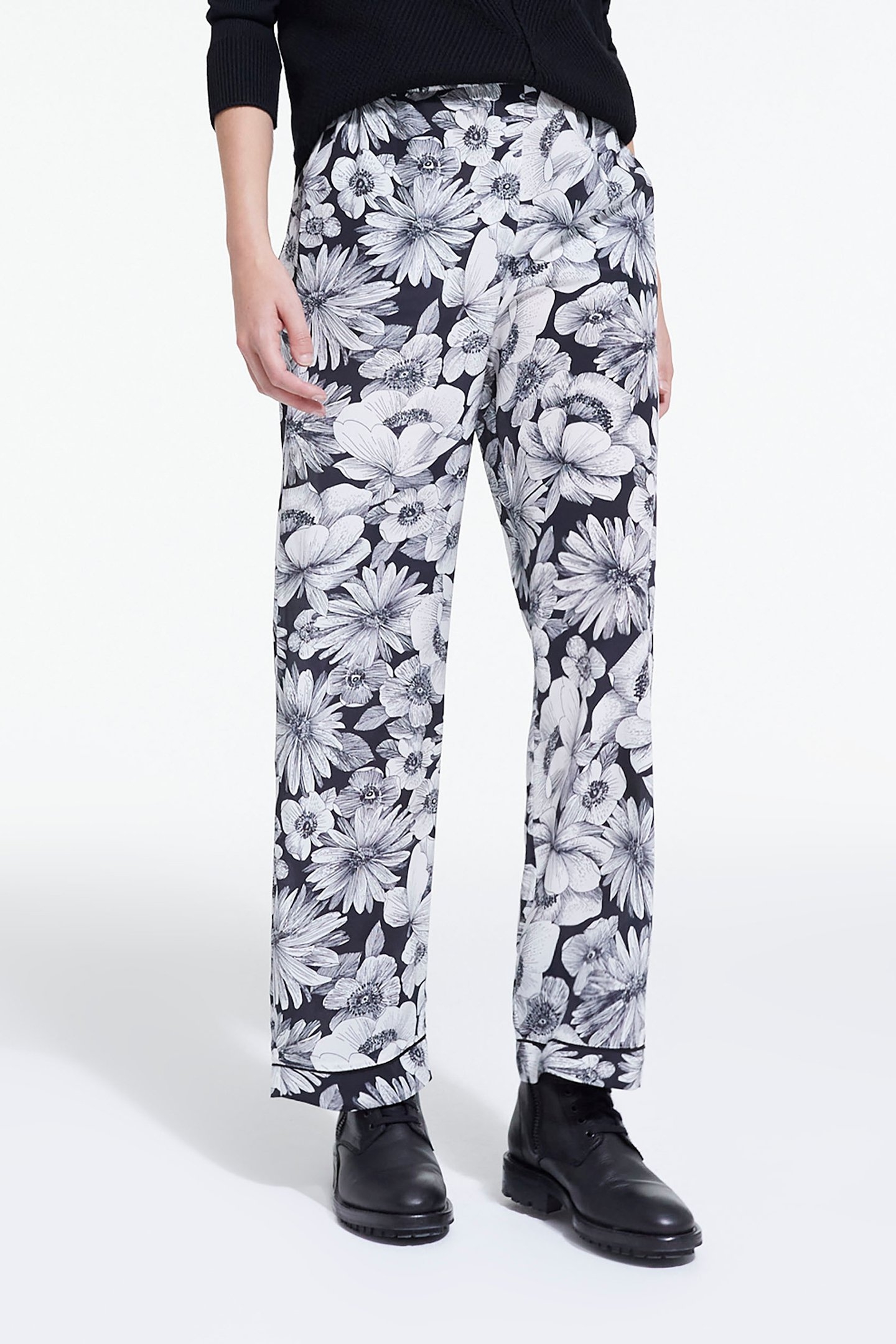 PANTALON ROMANTIC GARDEN BLACK WHITE 1