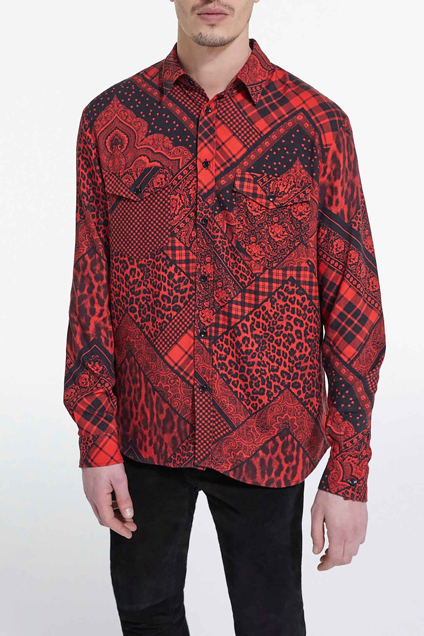 LONG SLEEVE SHIRT BLACK-RED 1