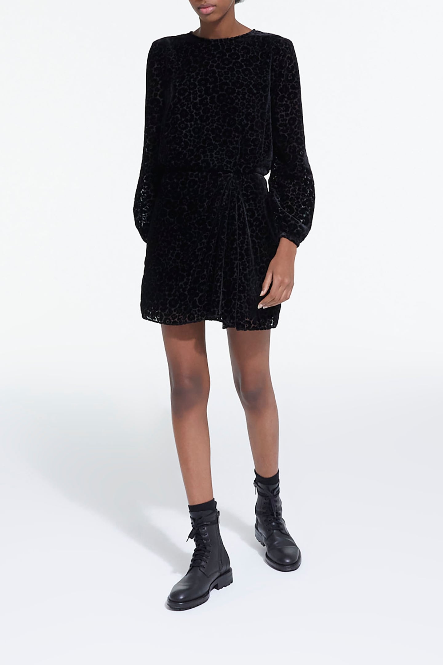 SHORT BURN OUT BLOSSOM BLACK DRESS BLACK 3