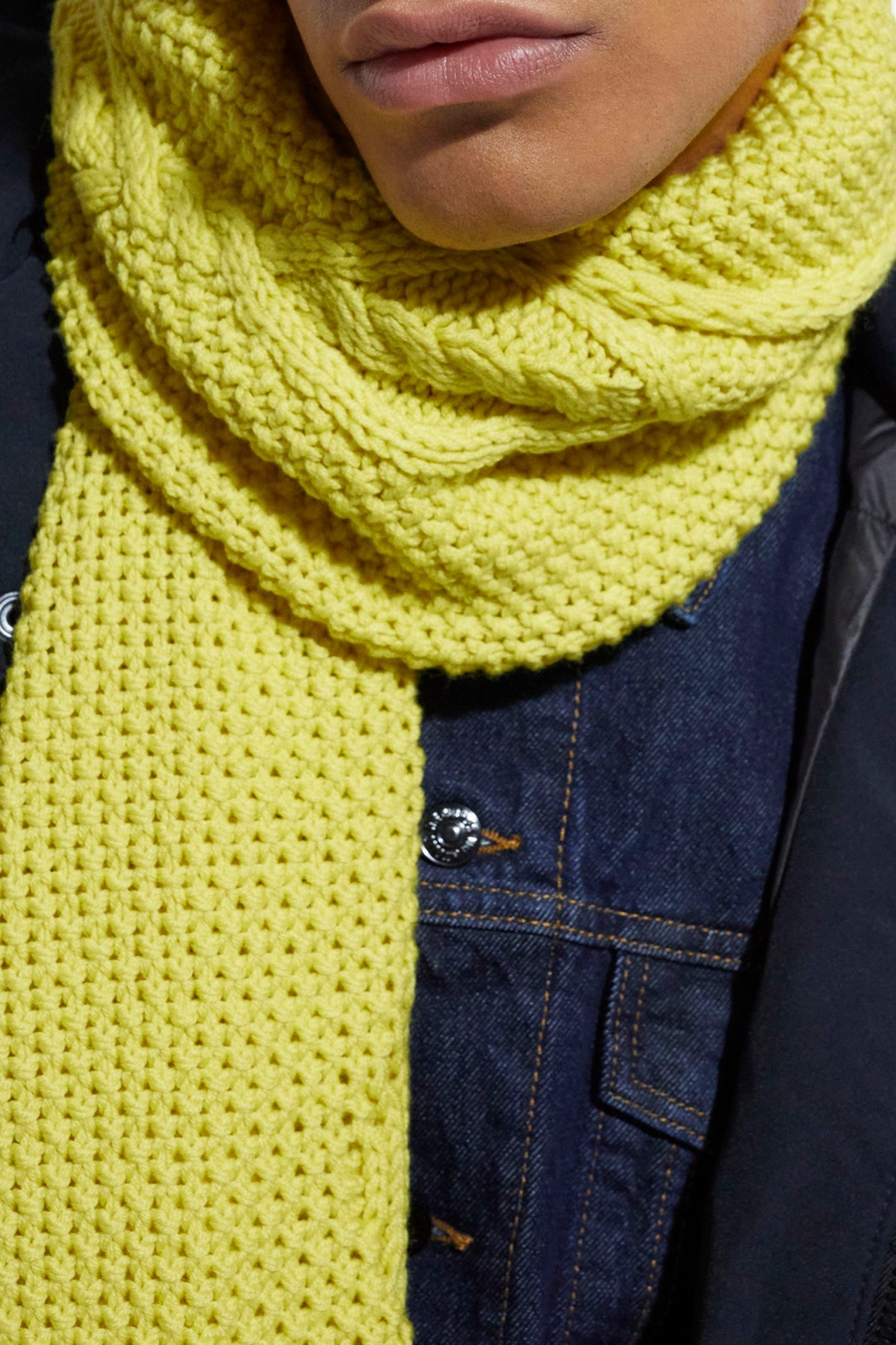 CABLE WOOL SCARF YELLOW 3