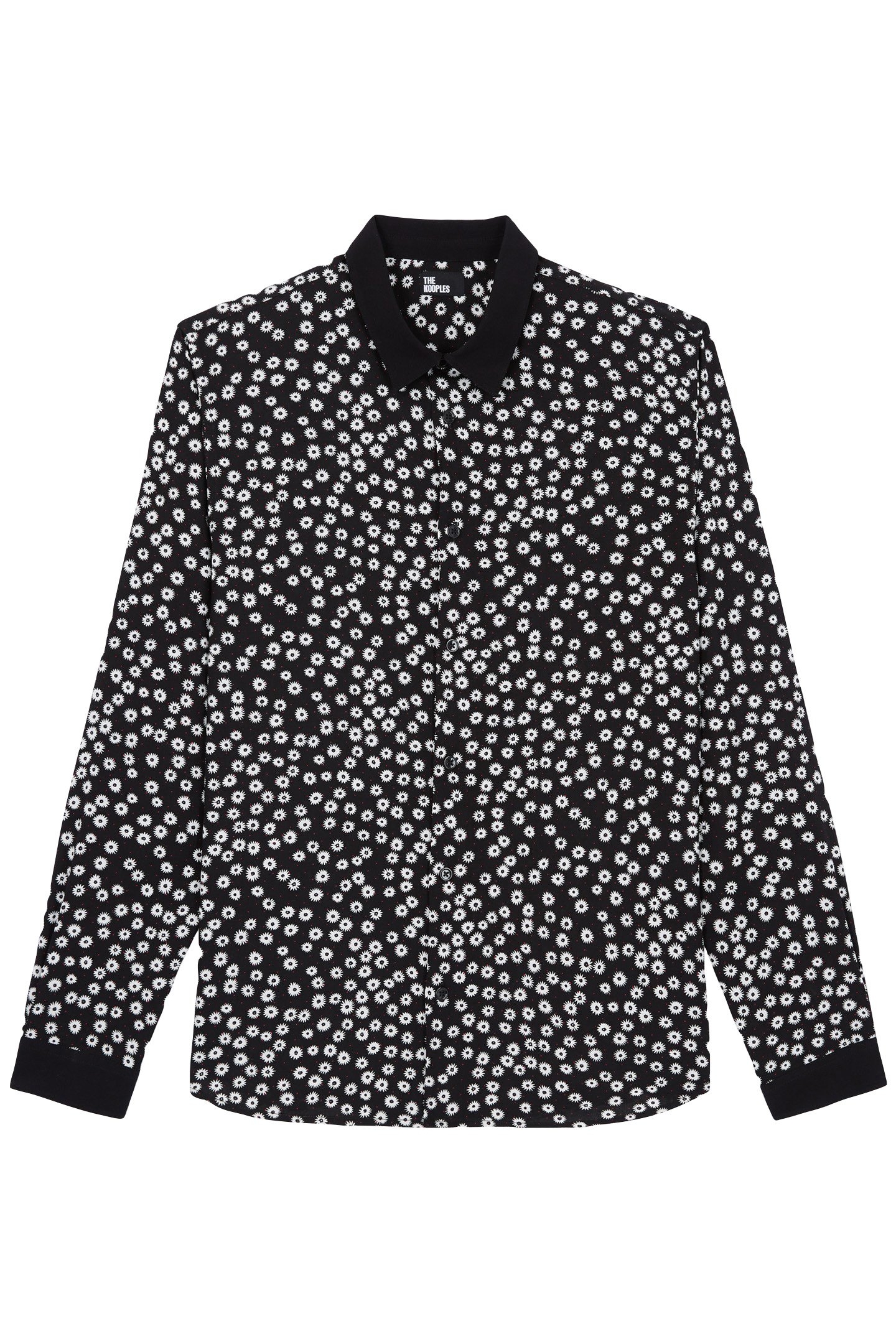 PRINTED SHIRT WITH WHITE COLLAR DETAIL BLACK WHITE 1