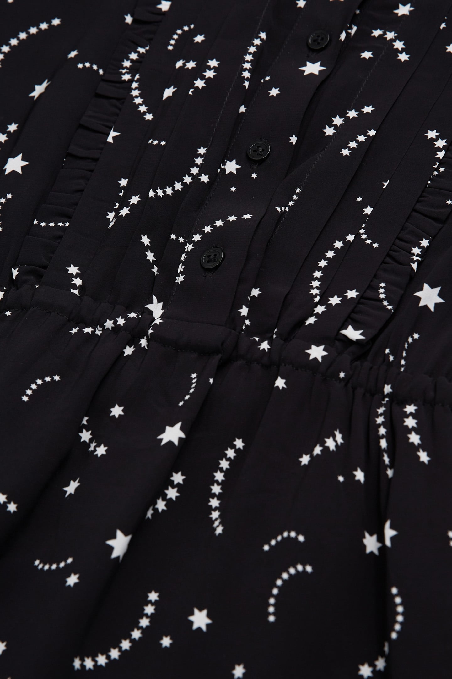 COMET PRINT LONG-SLEEVED SHORT DRESS BLACK WHITE 7