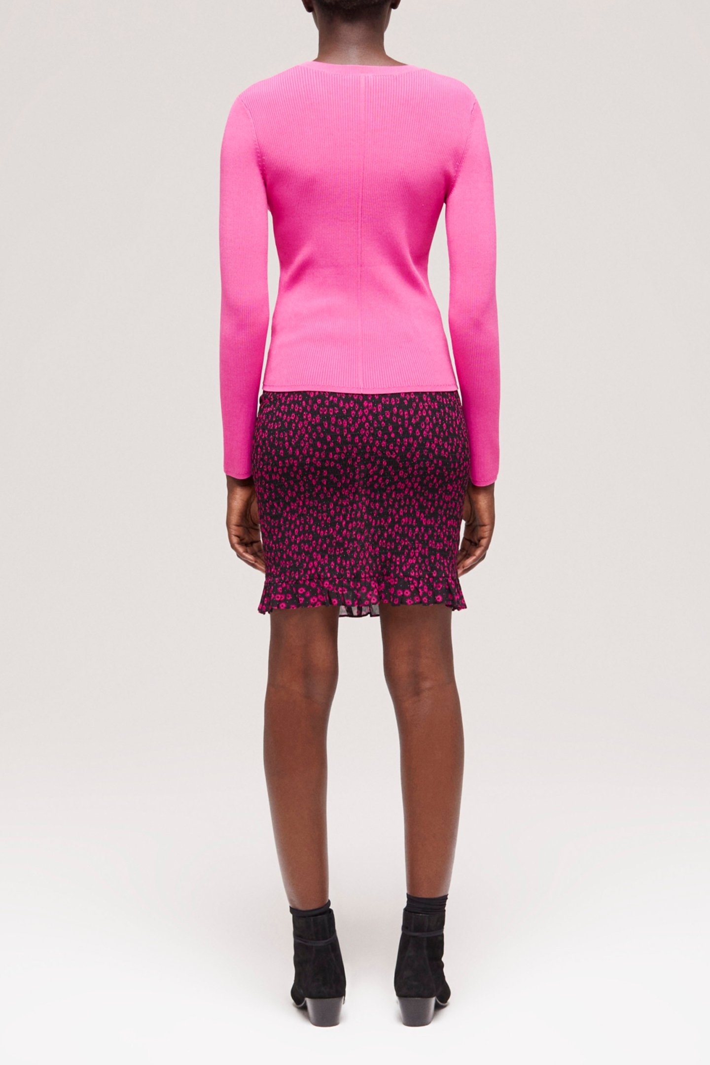 ROUND NECK LONG SLEEVE VISCOSE SWEATER PINK 3