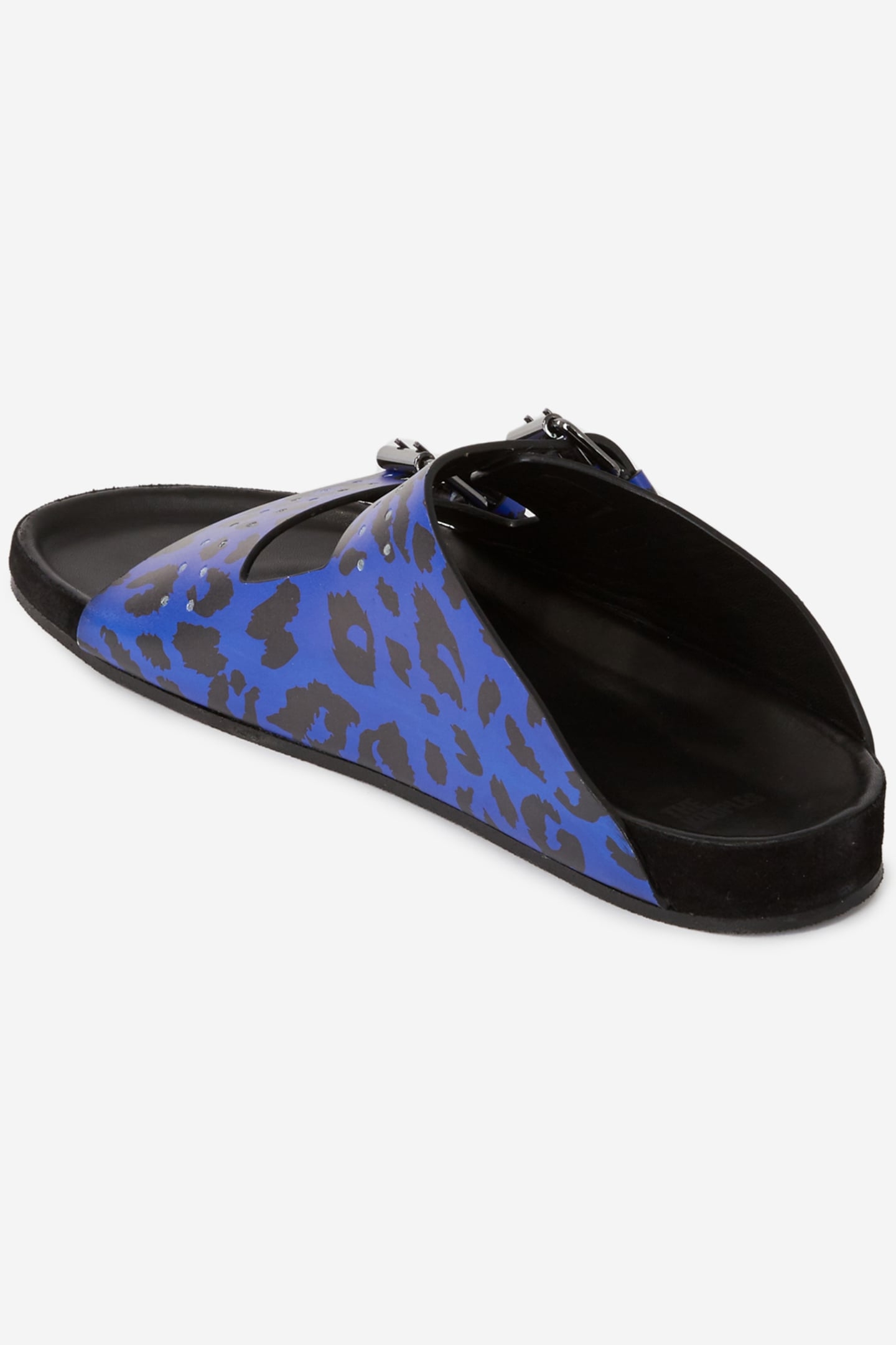 LEOPARD PRINT LEATHER SANDALS BLUE 3
