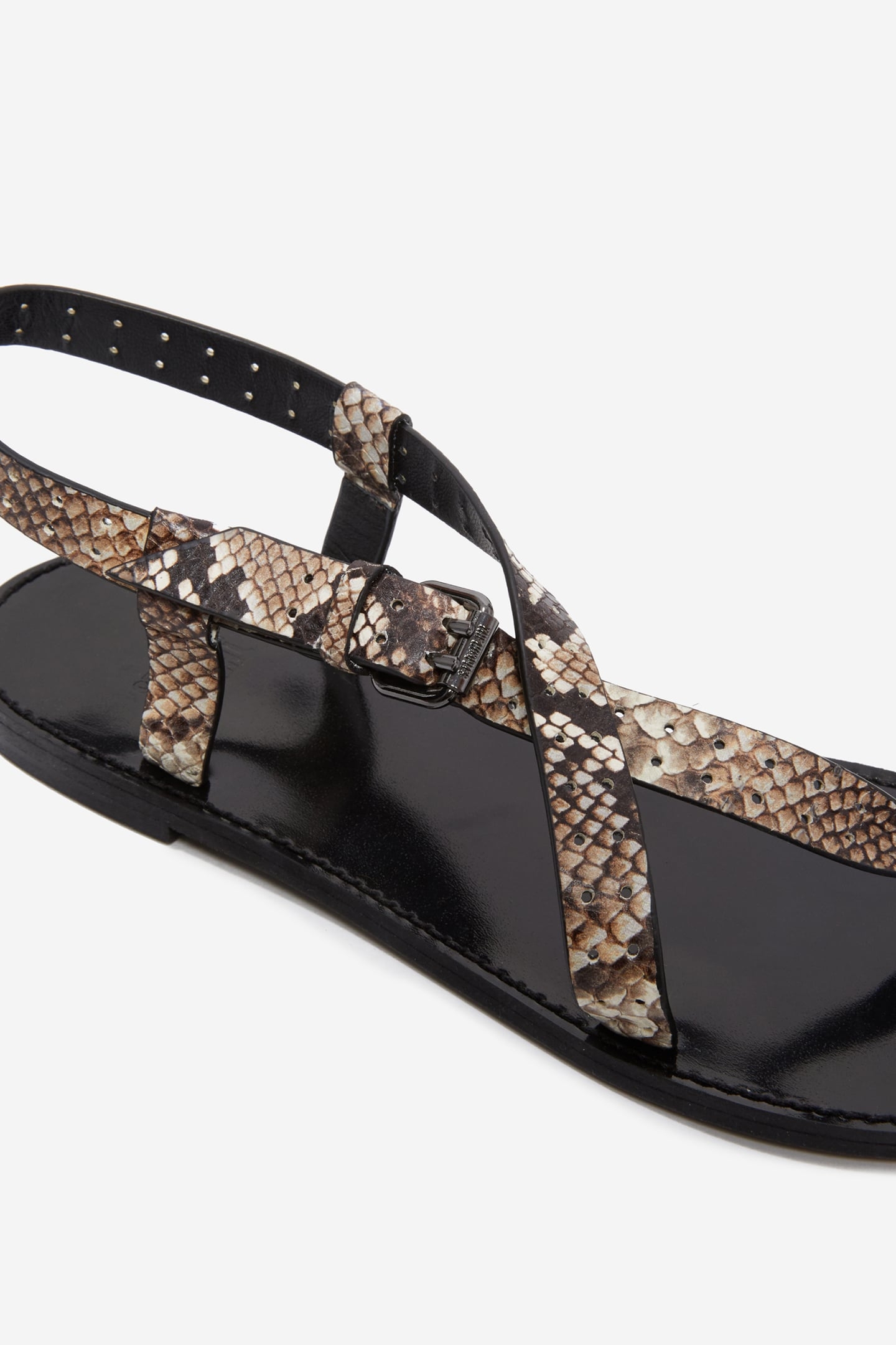SANDALS WITH PERFORATED STRAPS BEIGE-BROWN 4