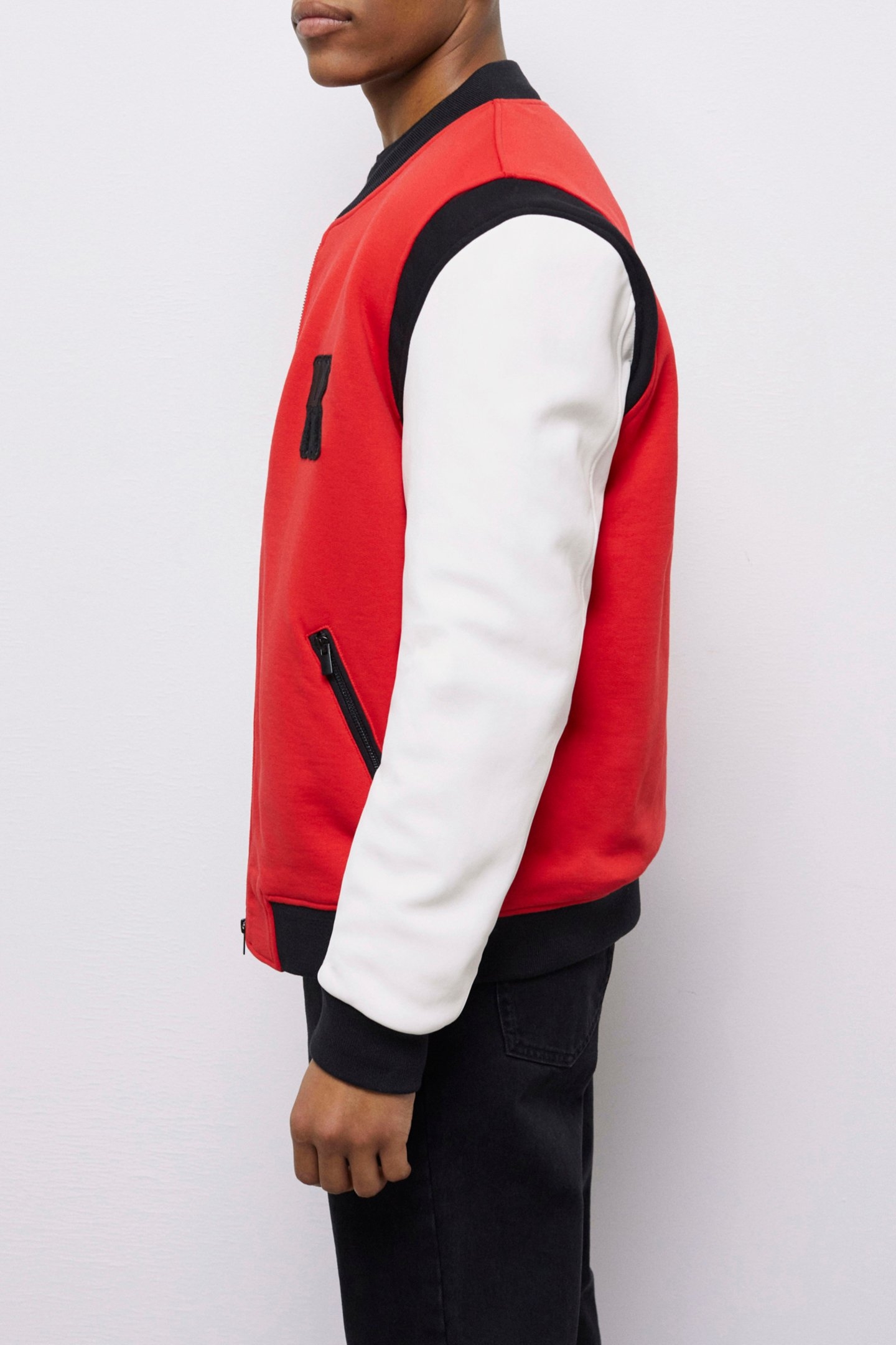 TEDDY WITH LEATHER SLEEVE AND K EMBROIDERY RED/WHITE 4