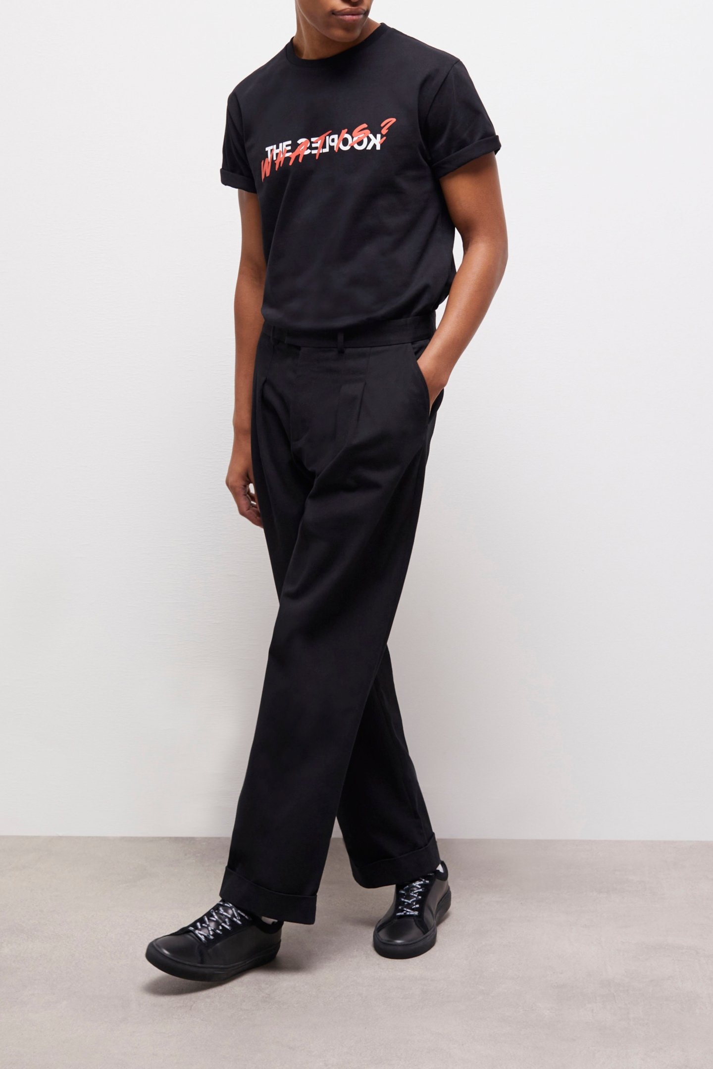 PLEATED TROUSERS WITH TURNS BLACK 4