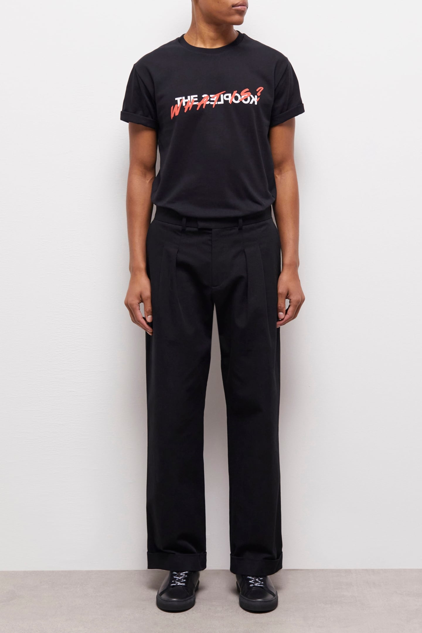 PLEATED TROUSERS WITH TURNS BLACK 1