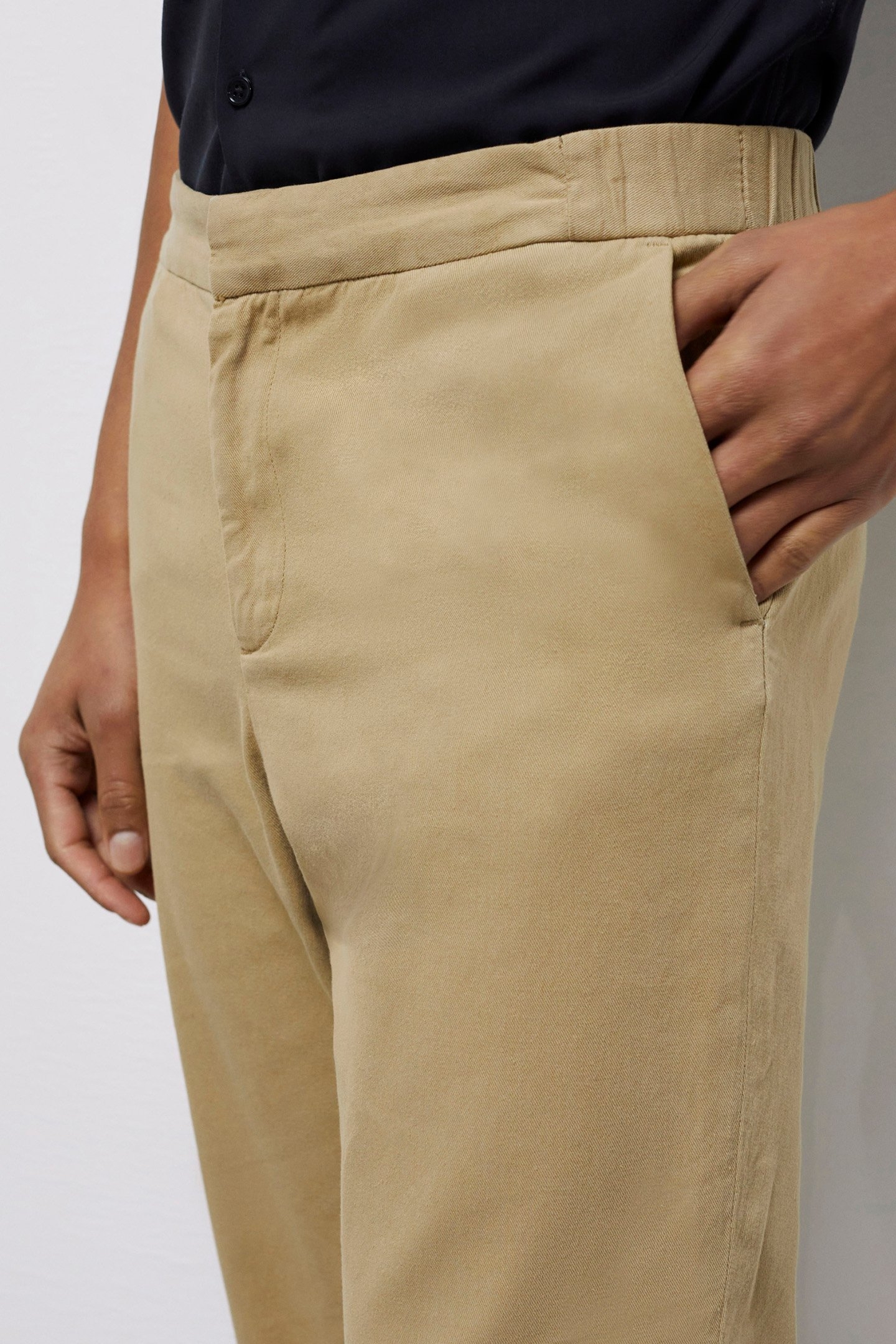 STRAIGHT PANTS WITH SEMI-ELASTICATED WAISTBAND BEIGE 5