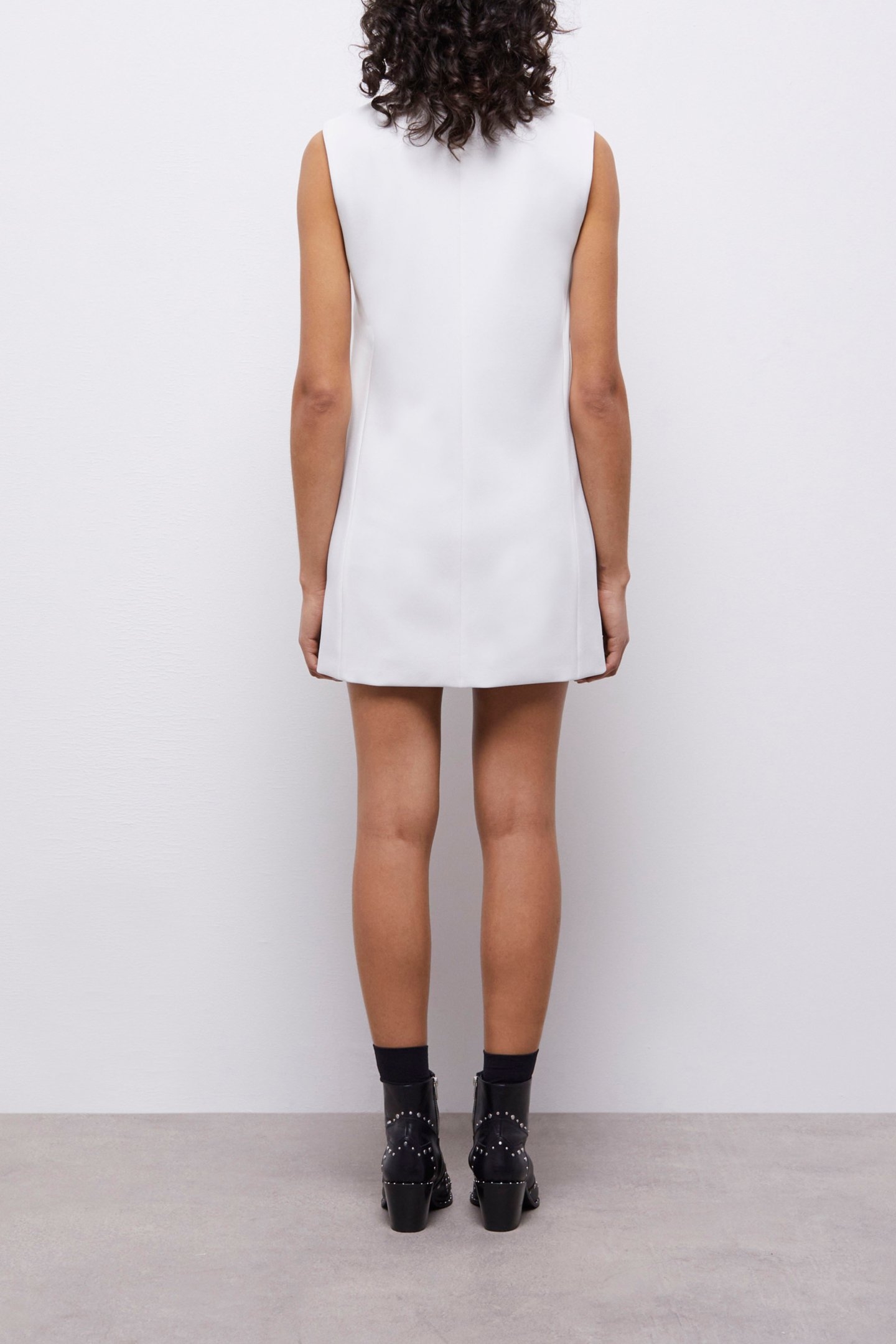 SLEEVELESS TAILORED DRESS ECRU 3