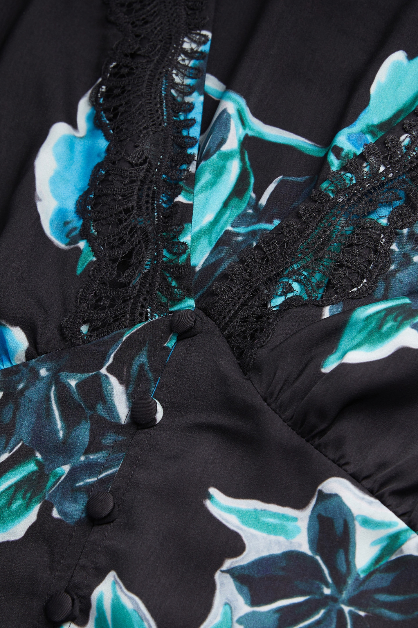 SHORT PRINTED V-NECK DRESS BLACK BLUE 6