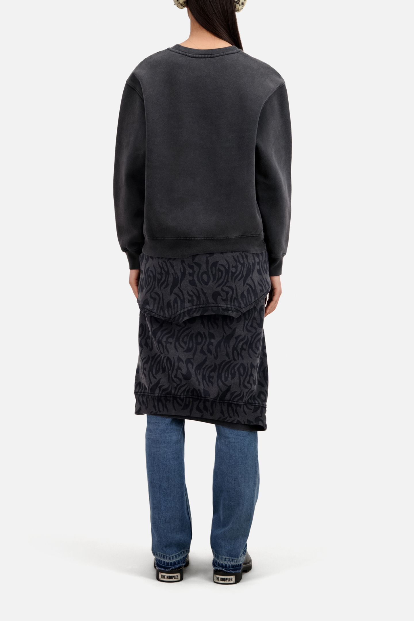 SWEAT WASH WITH WOLF PRINT BLACK WASHED 3