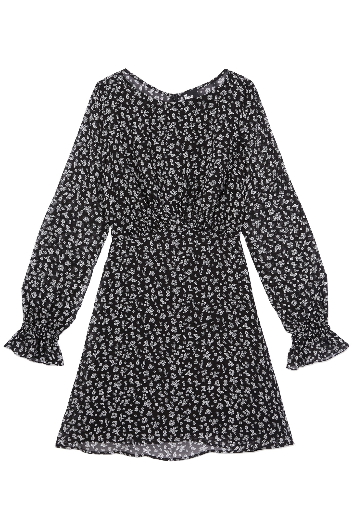 SHORT DRESS WITH LONG SLEEVES BLACK-ECRU 4